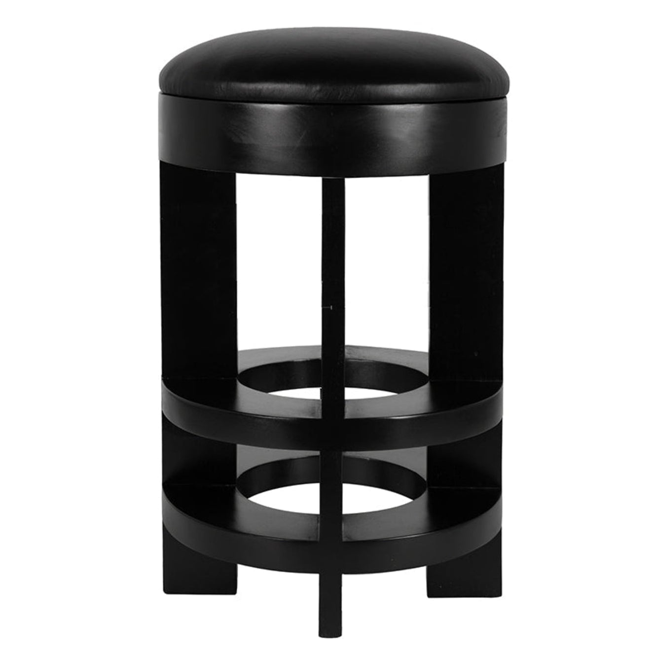 Berlin Leather Swivel Counter Stool in hand rubbed black mahogany