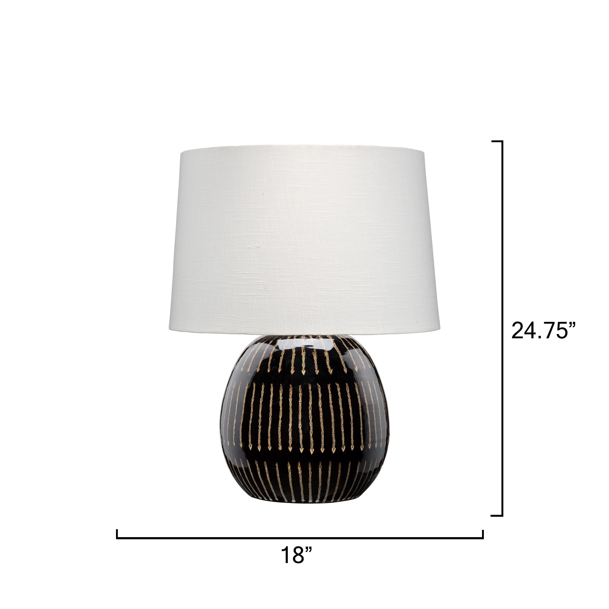 Jamie Young Sierra Ceramic Carbon Black Table Lamp with Linen Shade