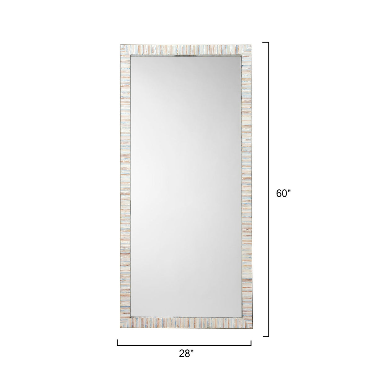 Jamie Young Heron Mother of Pearl Rectangle Floor Mirror close-up of Blue Mother of Pearl texture