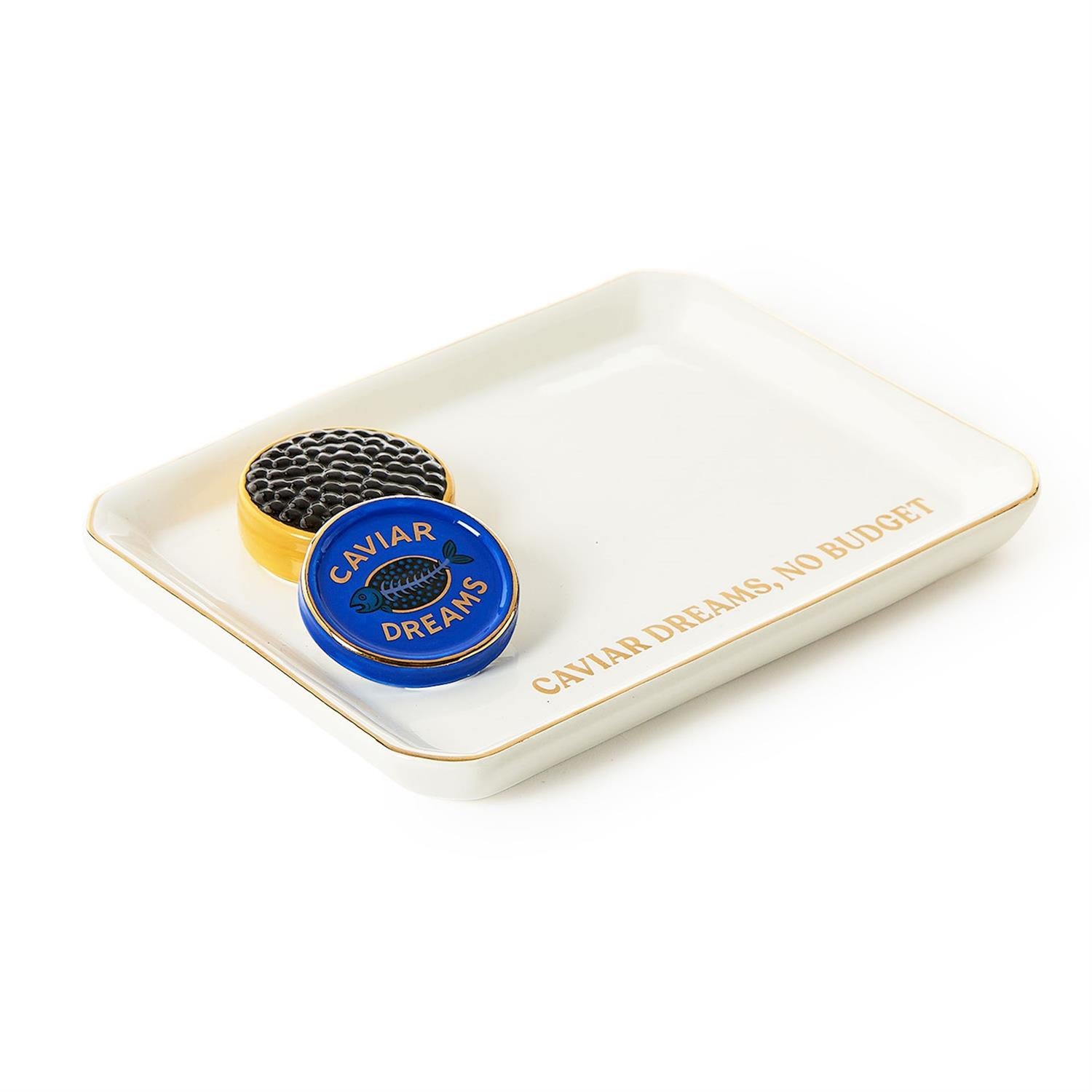 Caviar Dreams Icon Trinket Tray with Saying in Gift Box