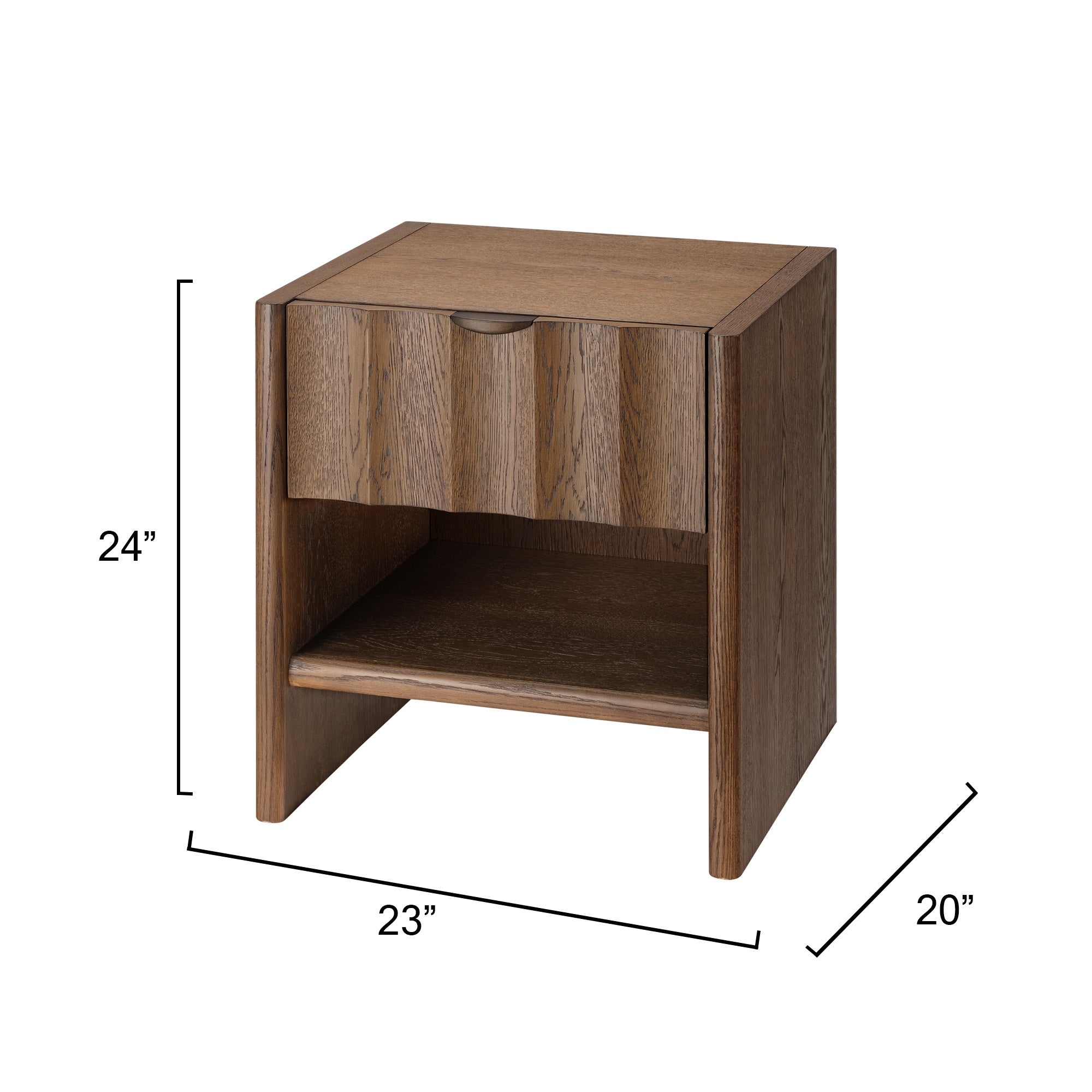 Jamie Young Finley Brown Sugar Oak Small Fluted Nightstand