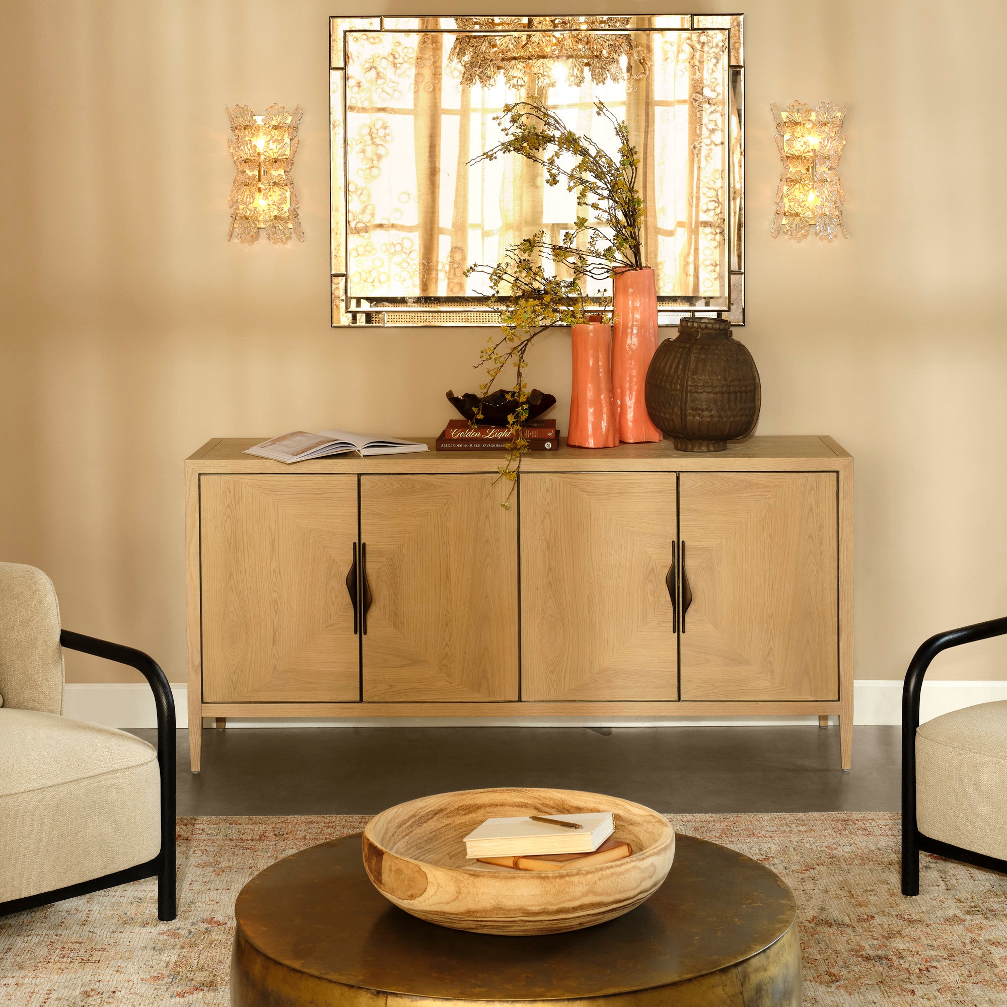 Jamie Young Landmark Pale Oak Four Door Credenza