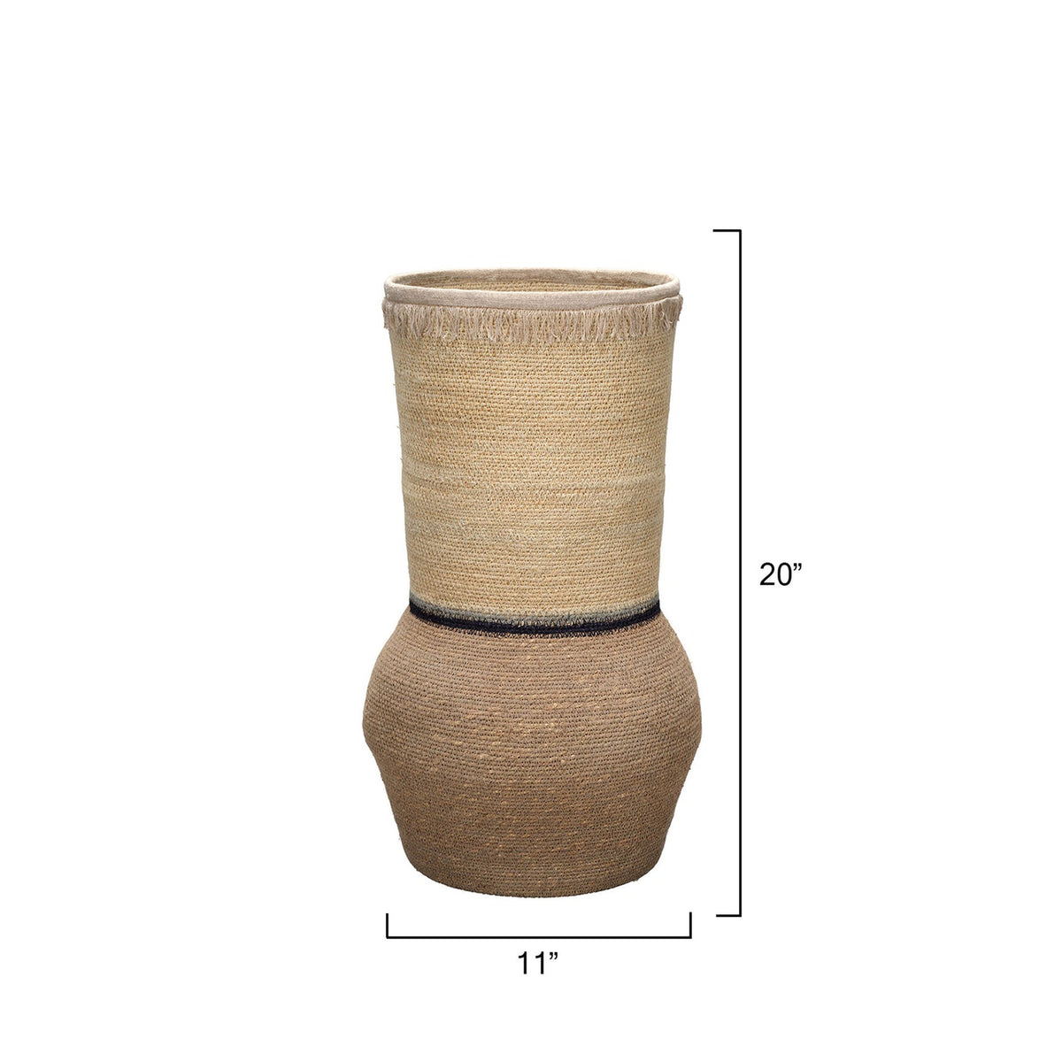 Jamie Young Beetle Taupe Medium Seagrass Basket styled in a room setting