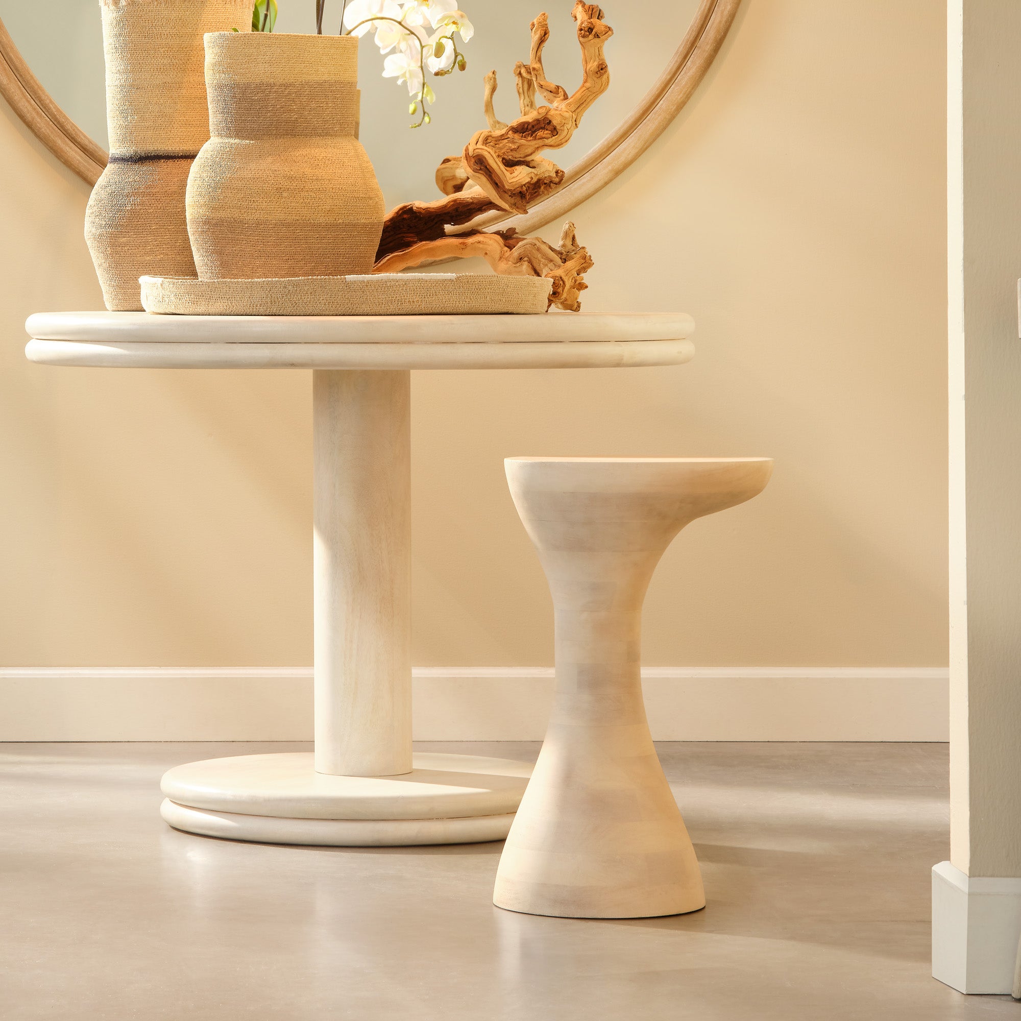 Jamie Young Toadstool Off-White Wood Drink Table