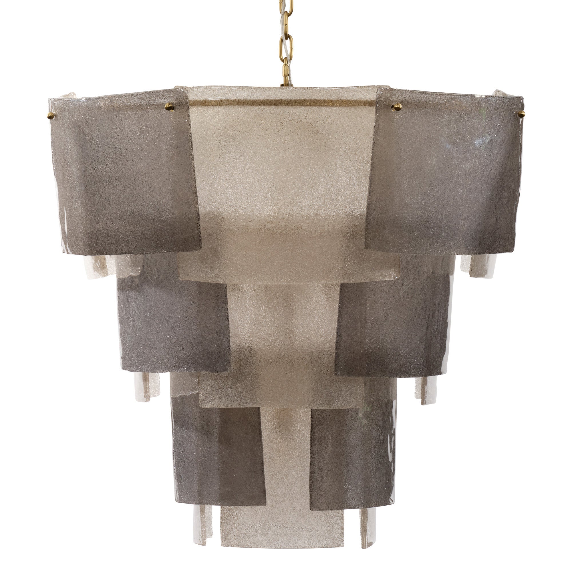 Jamie Young Aurora Clear and Smoke Seeded Glass 18-Light Large Chandelier