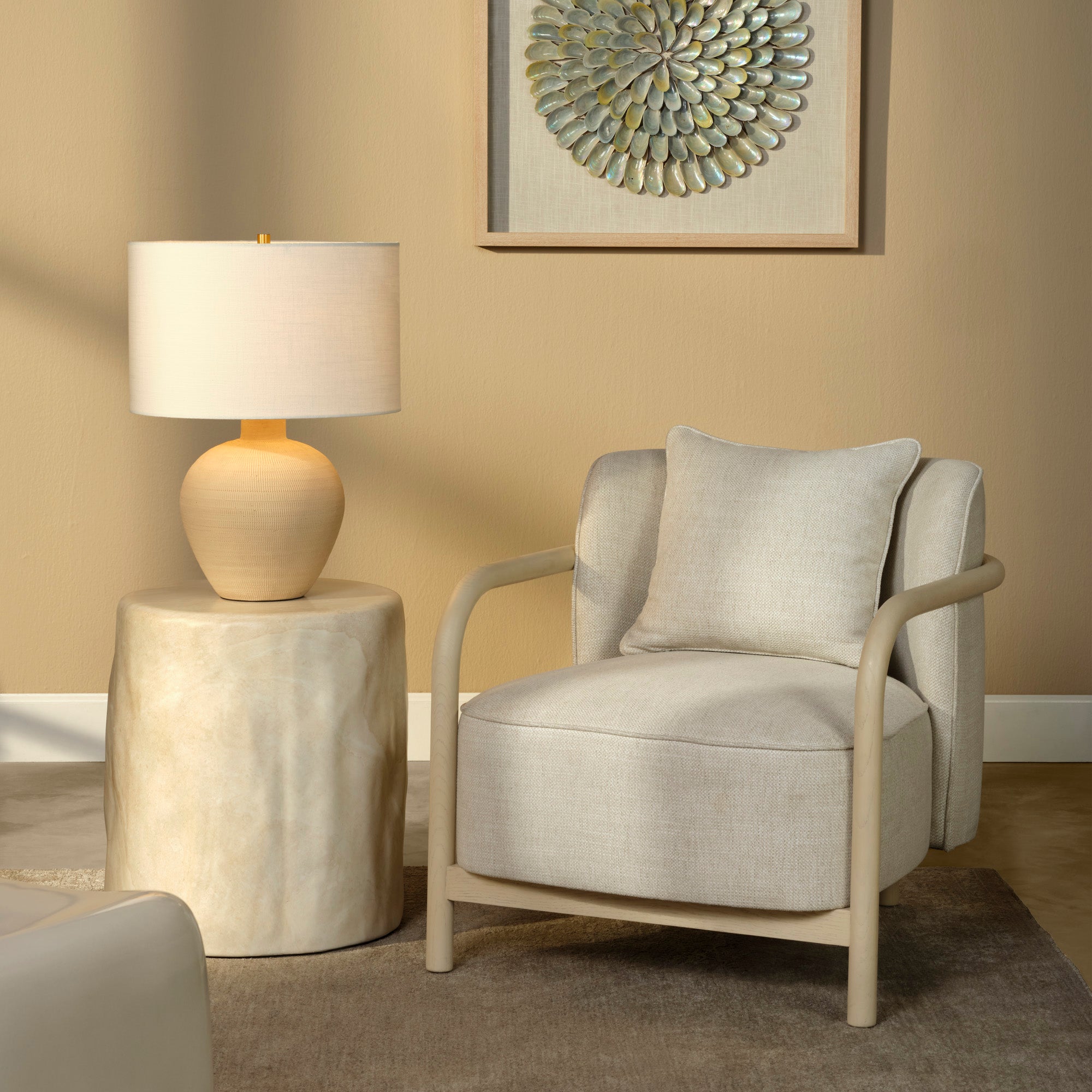 Lifestyle by Jamie Young Macaroon Ceramic Toasted Cream Table Lamp with Linen Shade