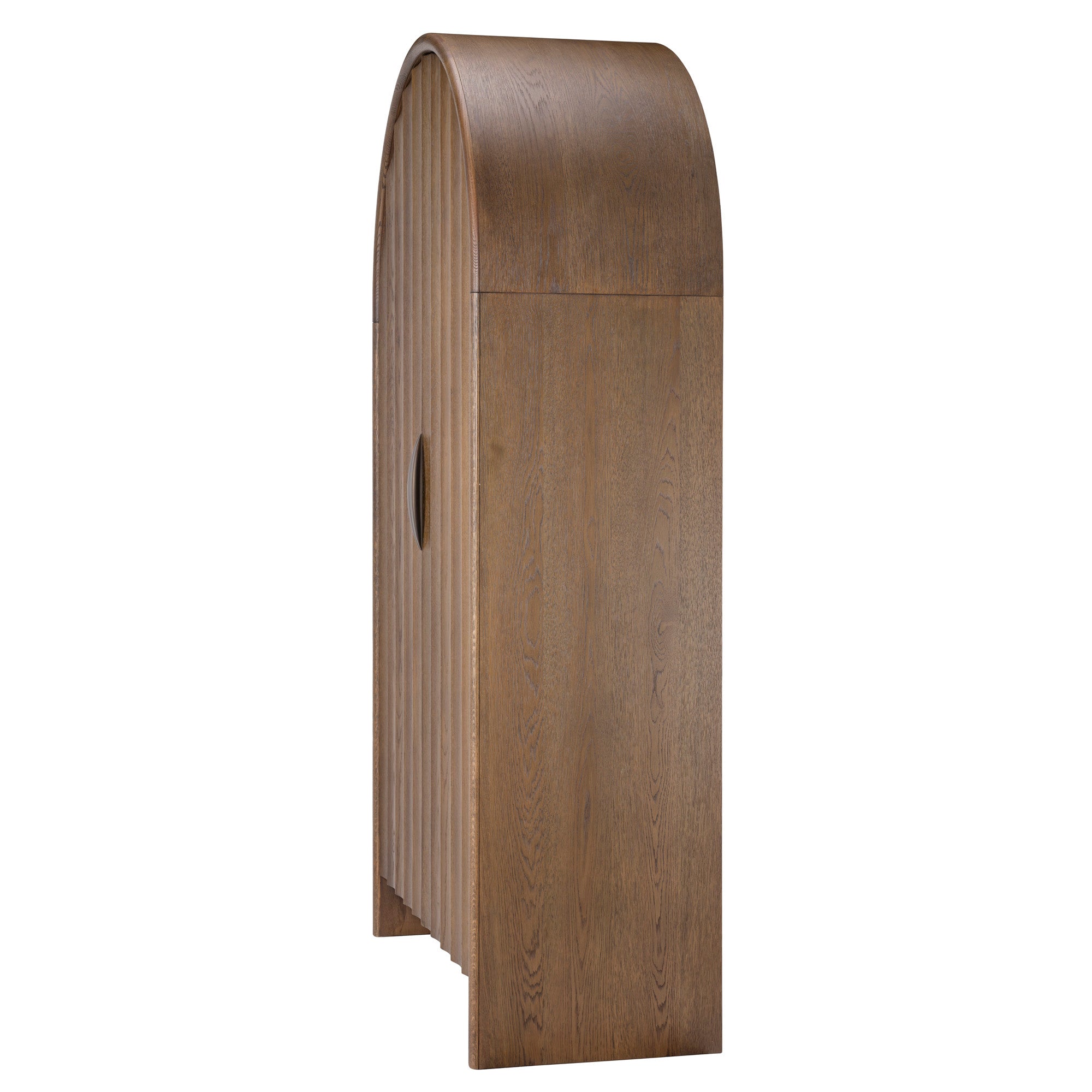 Jamie Young Finley Brown Sugar Oak Fluted Arched Cabinet