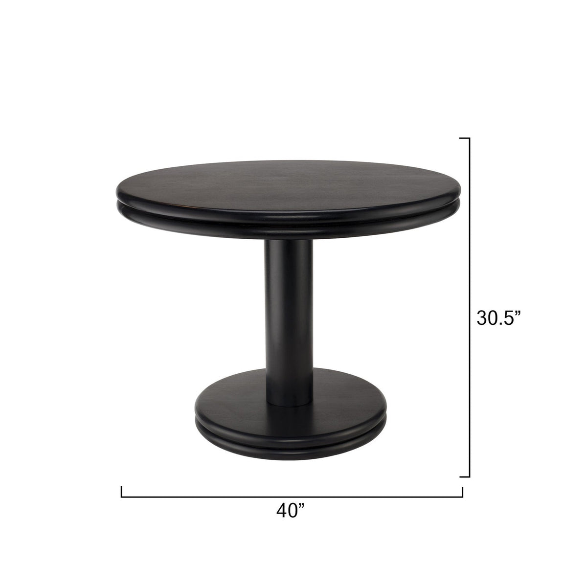 Jamie Young Bourbon Black Mango Wood Bistro Table in Black Mango Wood, side profile view