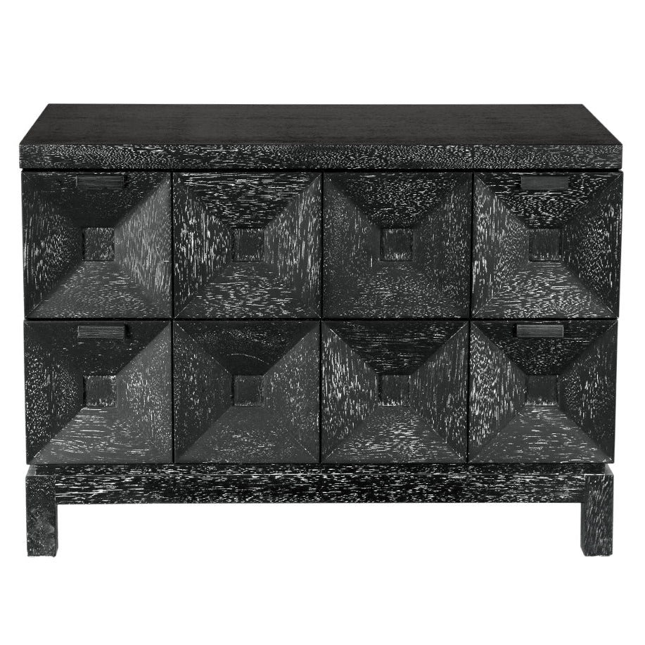 Noir Musashi Black Walnut Large 2 Drawer, Black Walnut finish