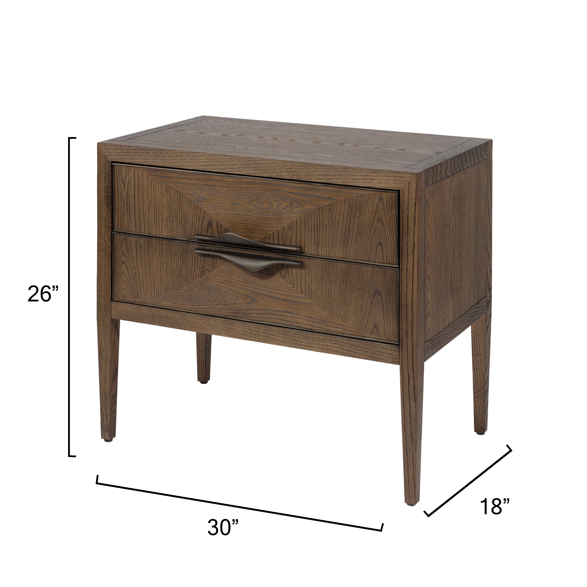 Jamie Young Landmark Brown Sugar Oak Two Drawer Nightstand