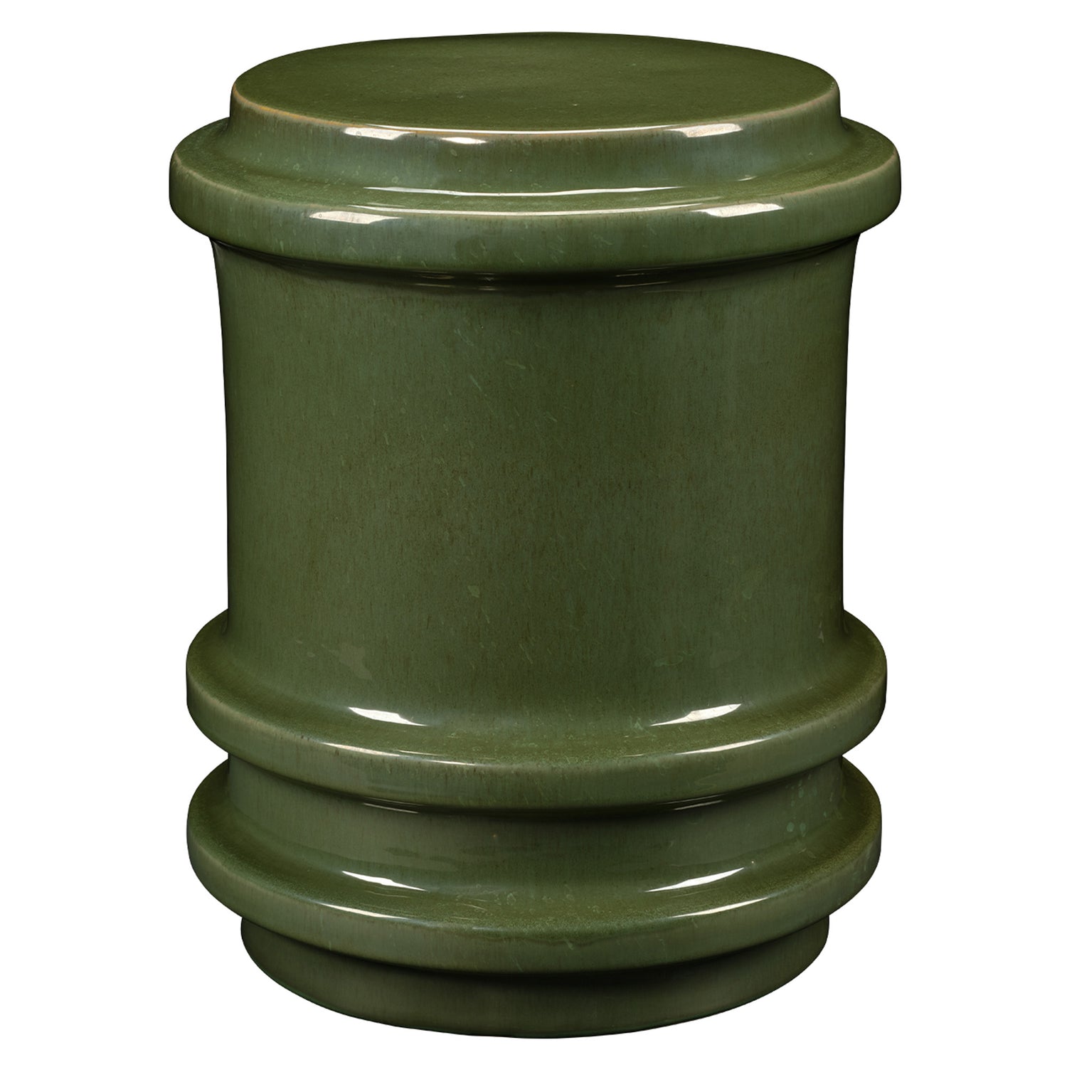 Jamie Young Reglet Green Ceramic Stool in Green Ceramic, full front view