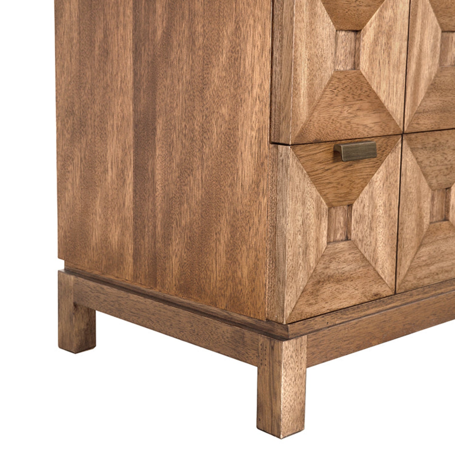 Noir Musashi Dark Walnut Large 2 Drawer, a dark walnut with brass hardware nightstand