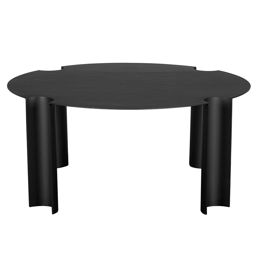 Noir Luca Coffee Table, cylindrical legs with edge cut-outs