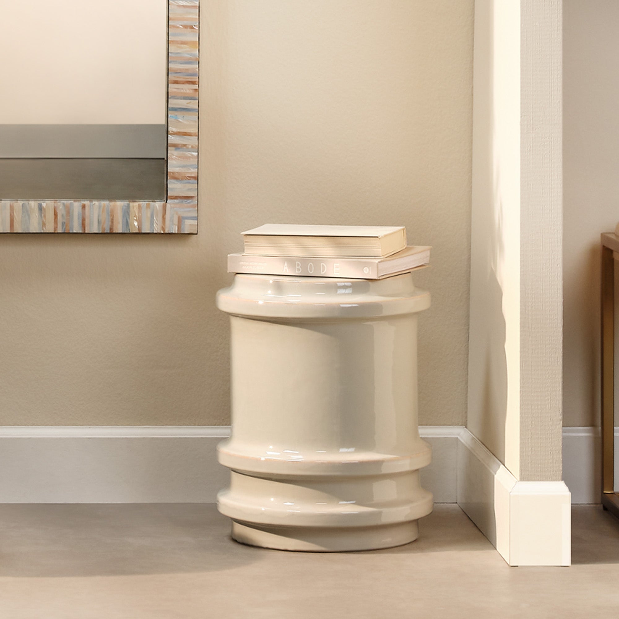 Jamie Young Reglet White Ceramic Stool