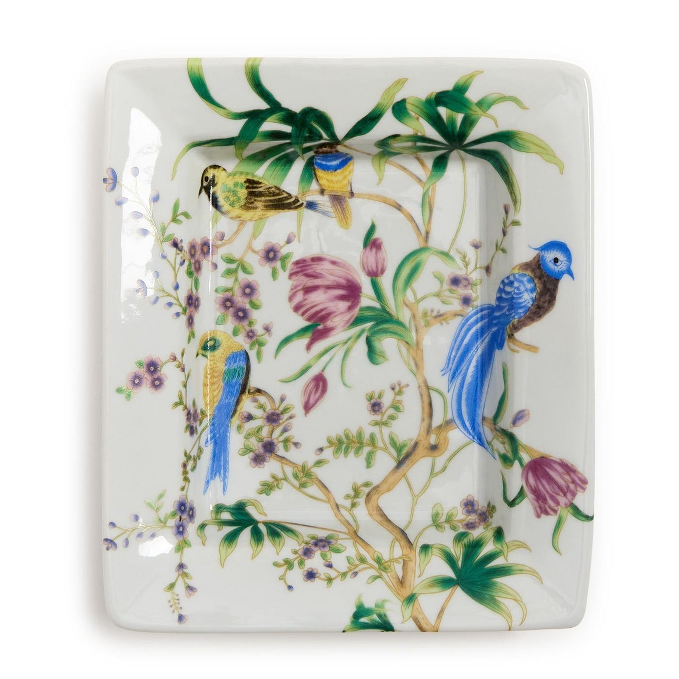 7 1/2" Bird & Blossom Chinoiserie Decorative Tray