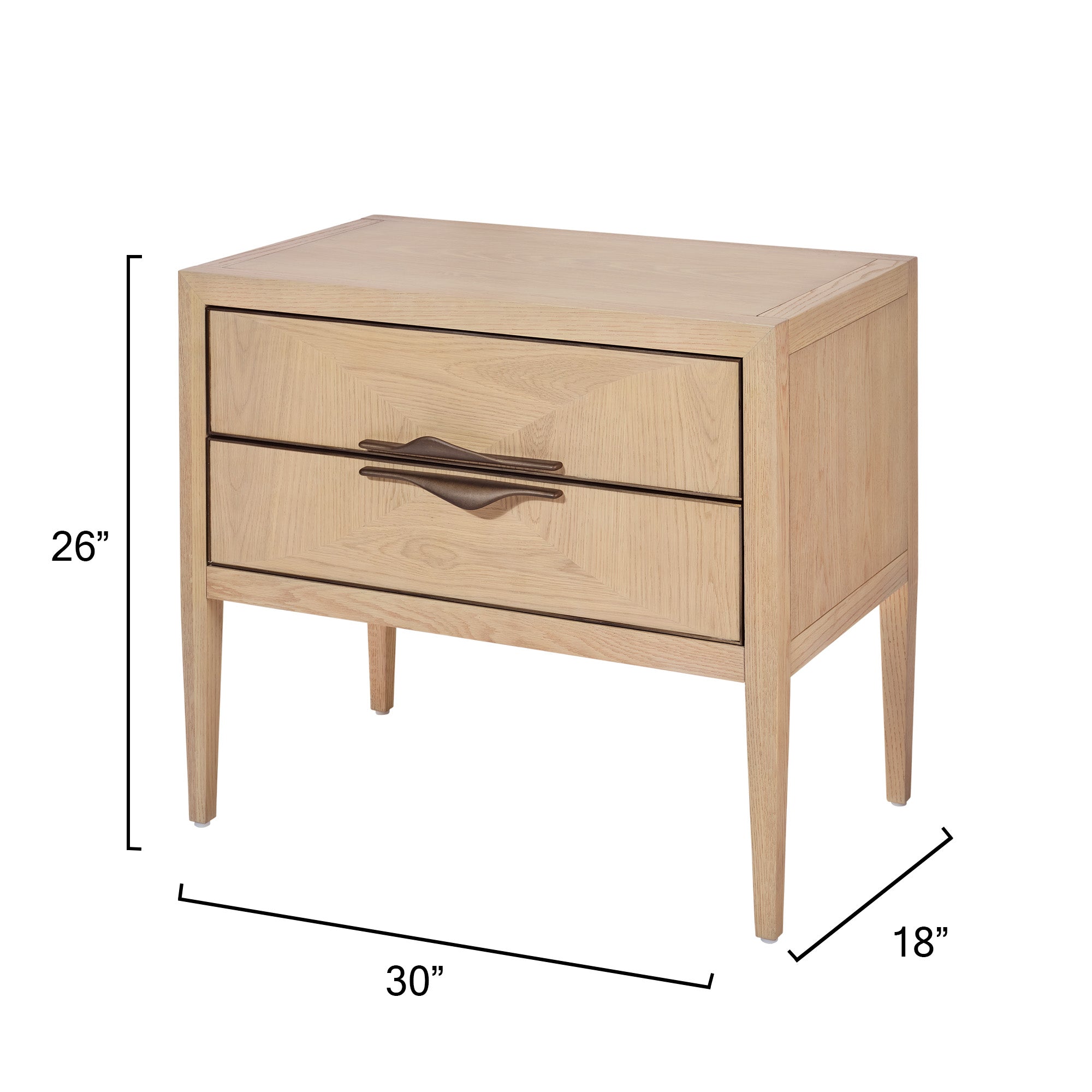 Jamie Young Landmark Pale Oak Two Drawer Nightstand