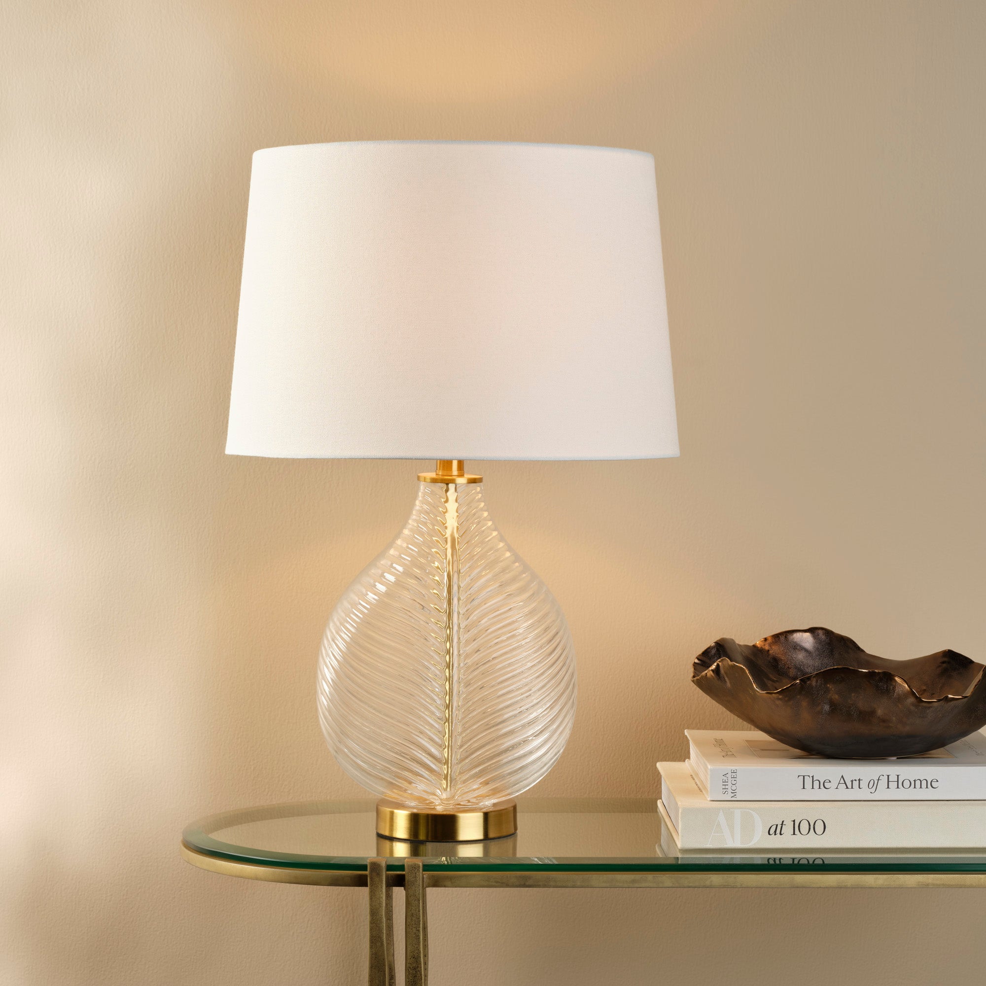 Lifestyle by Jamie Young Maple Clear Glass Table Lamp with Linen Shade