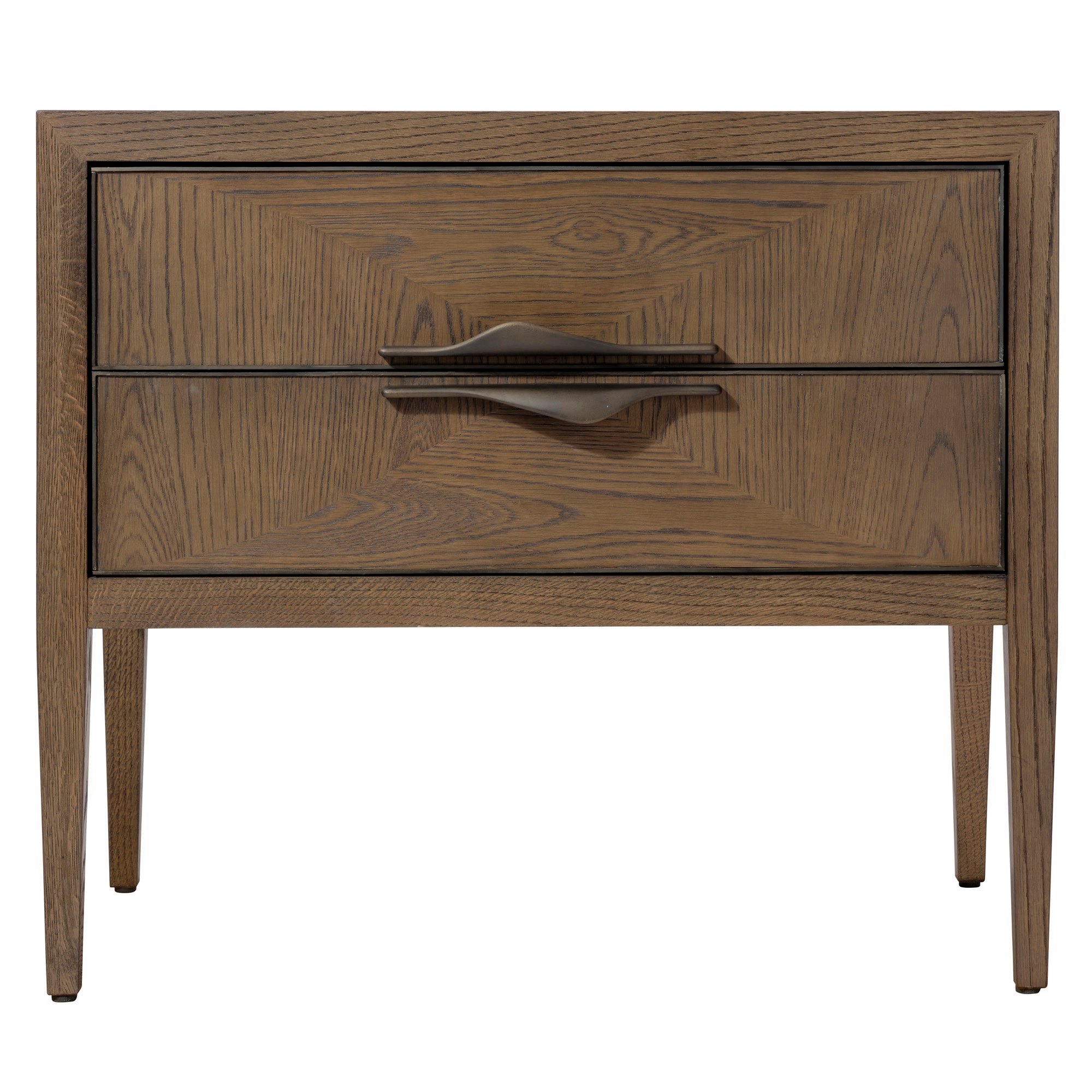 Jamie Young Landmark Brown Sugar Oak Two Drawer Nightstand