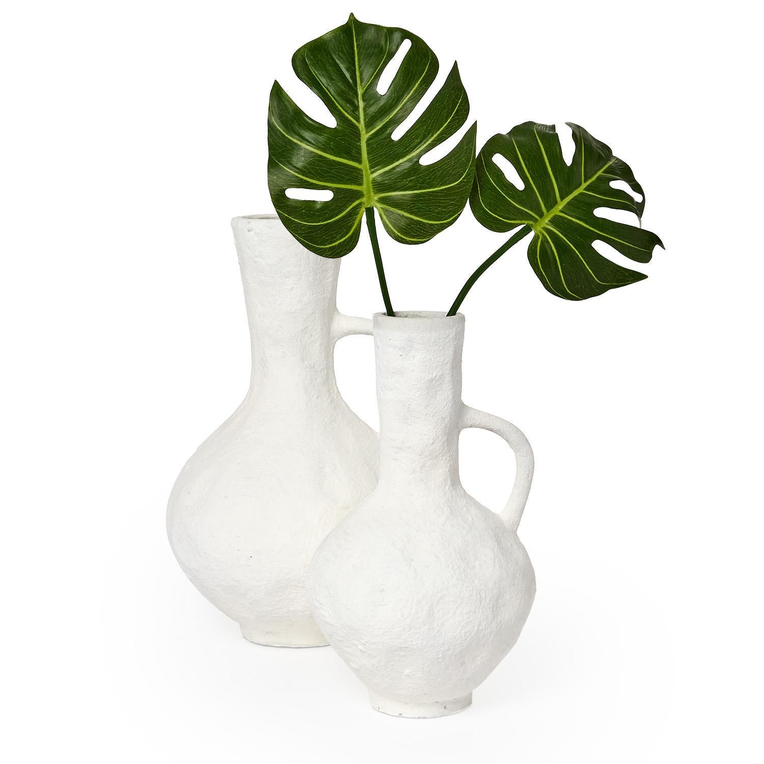 White Limewashed Jug Set of 2