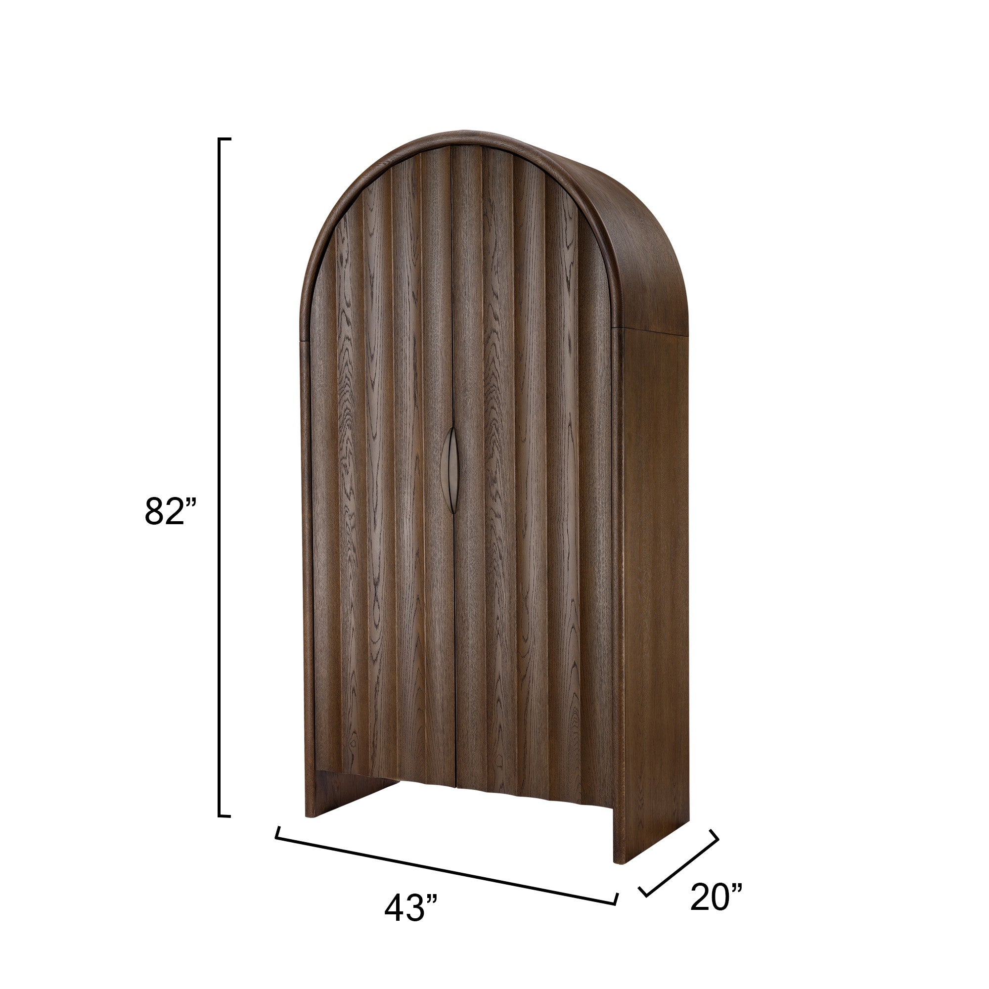 Jamie Young Finley Brown Sugar Oak Fluted Arched Cabinet