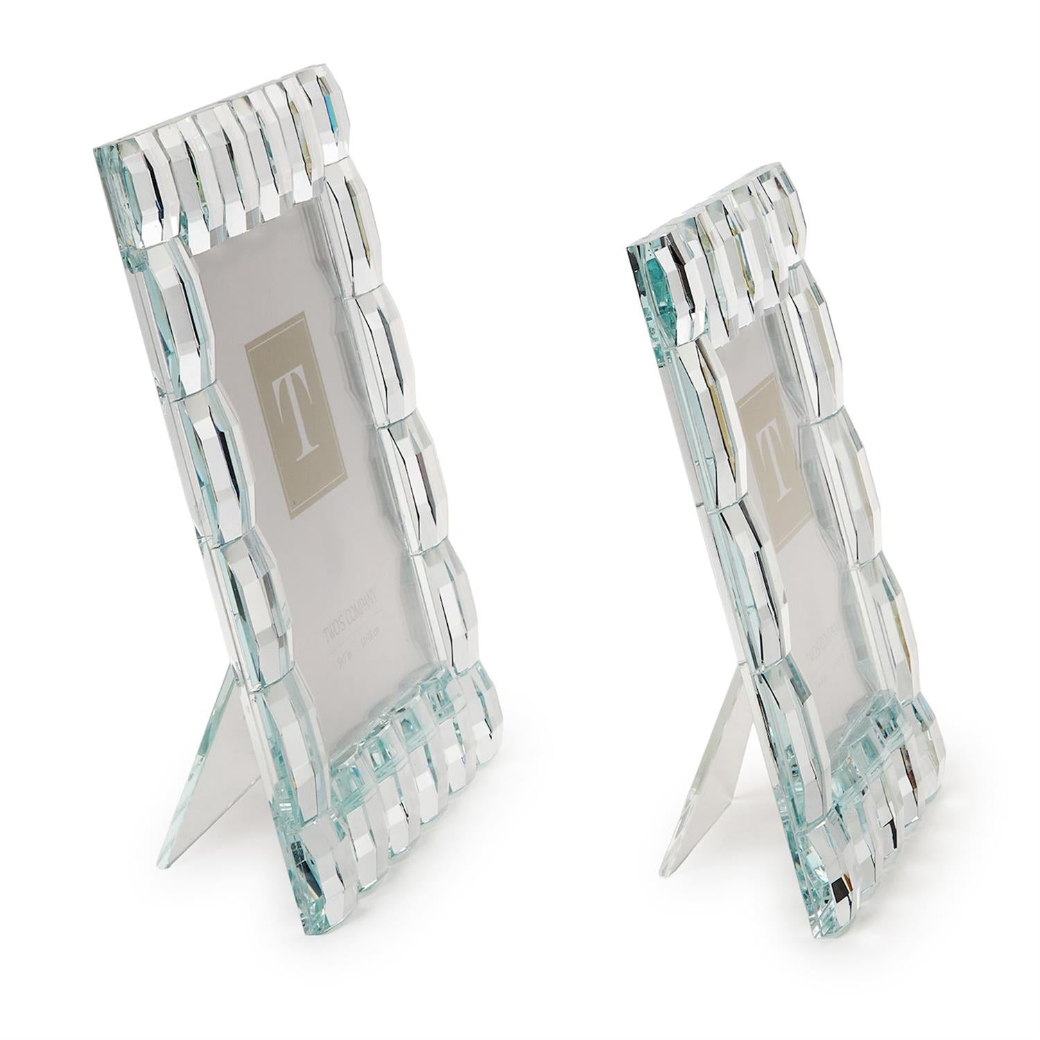 Faceted Crystal Glass Photo Frame Set of 2
