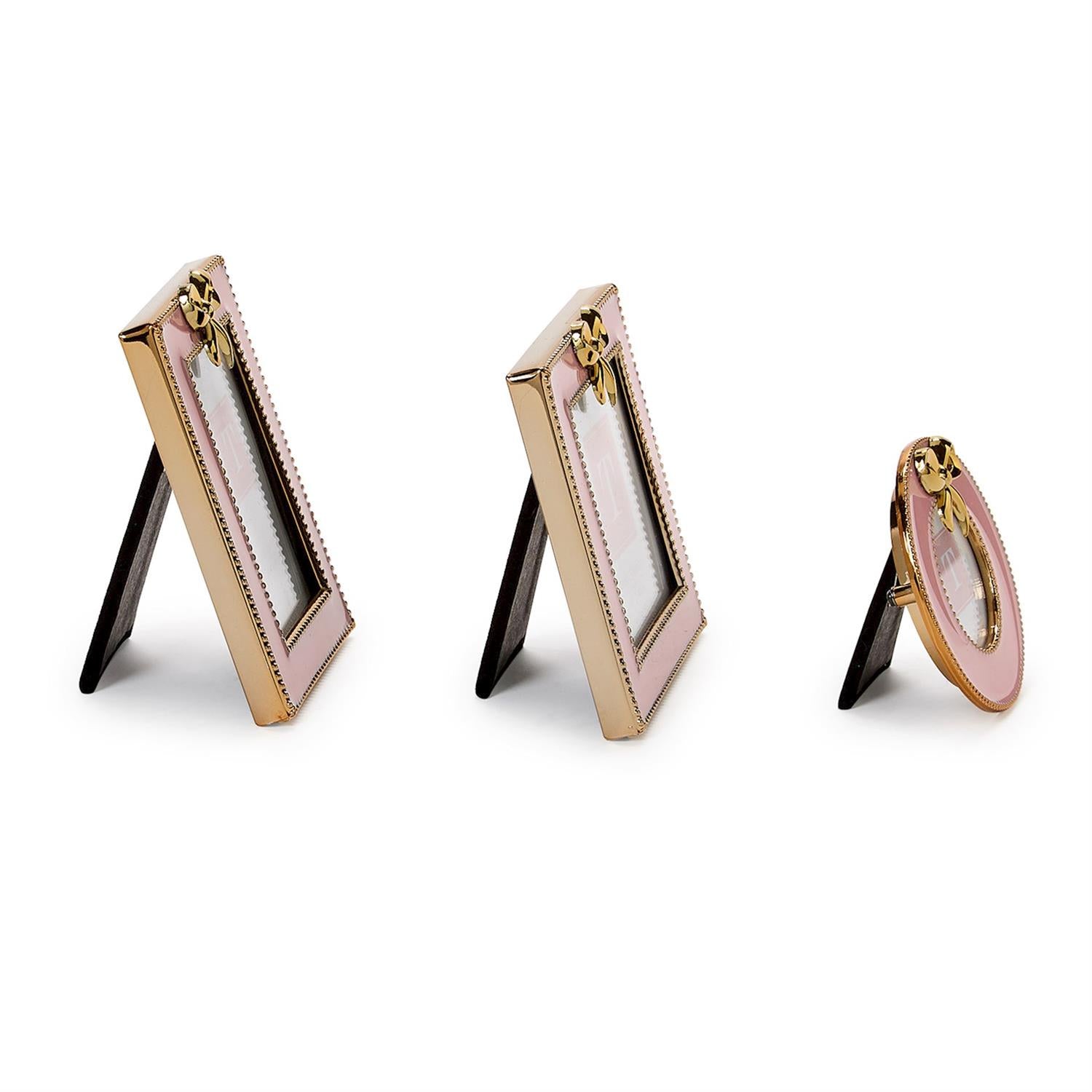 Pink Mini Frame with Gold Bow Set of 3