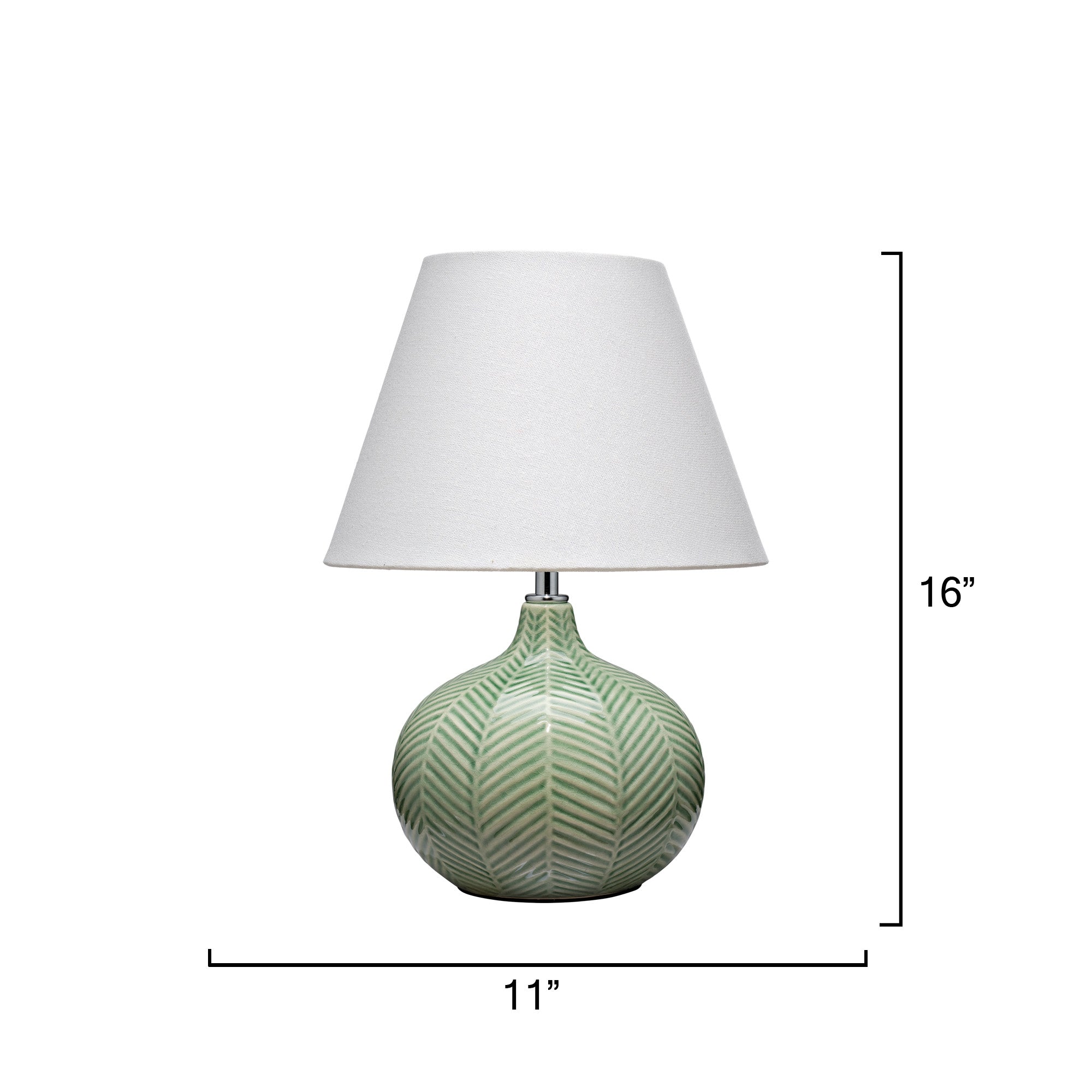 Lifestyle by Jamie Young Fern Ceramic Leaf Green Table Lamp with Linen Shade