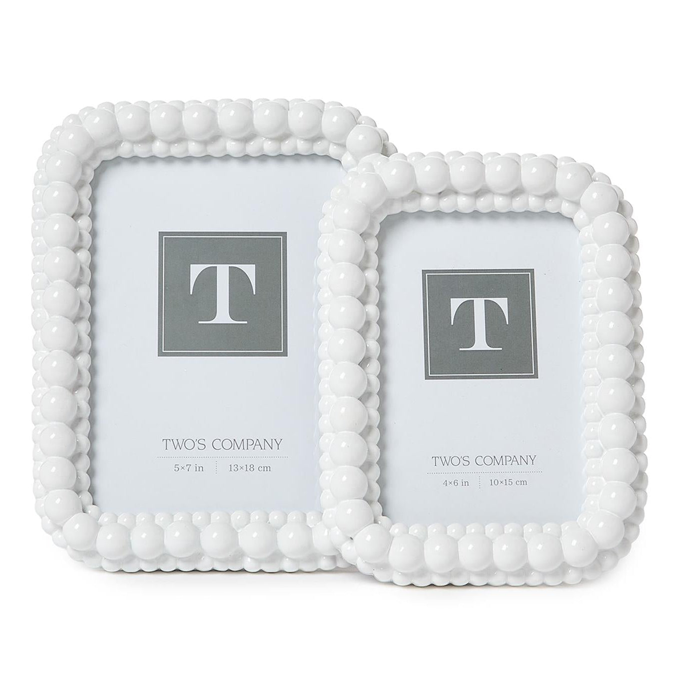 White Double Hobnail Photo Frame Set of 2