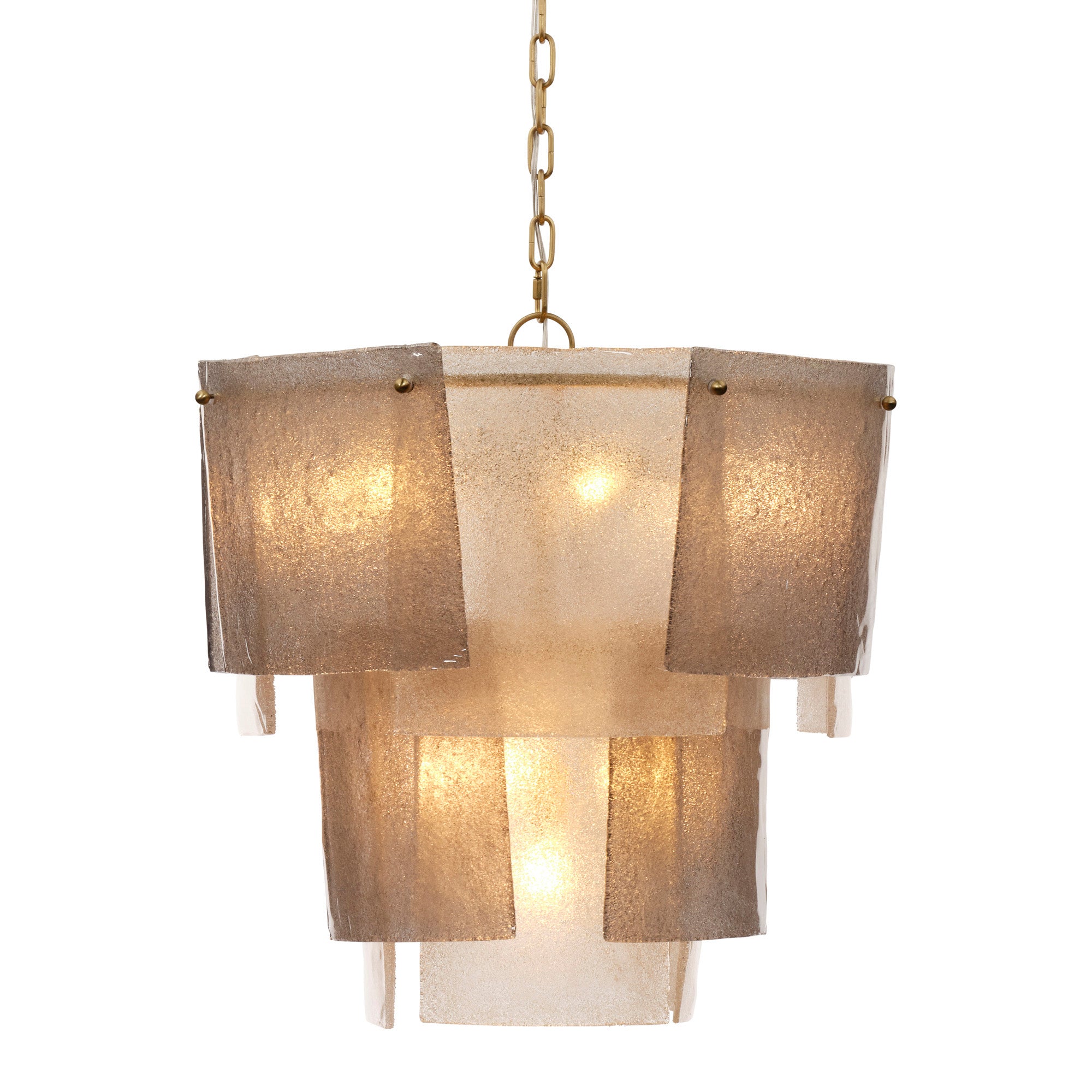 Jamie Young Aurora Clear and Smoke Seeded Glass 10-Light Small Chandelier