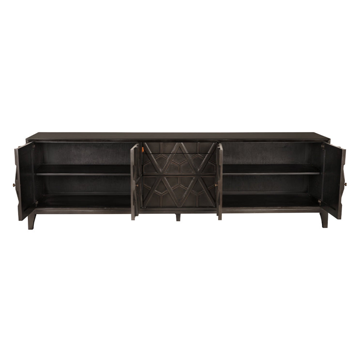Maharadsha Sideboard, mahogany, veneer, and brass pulls construction
