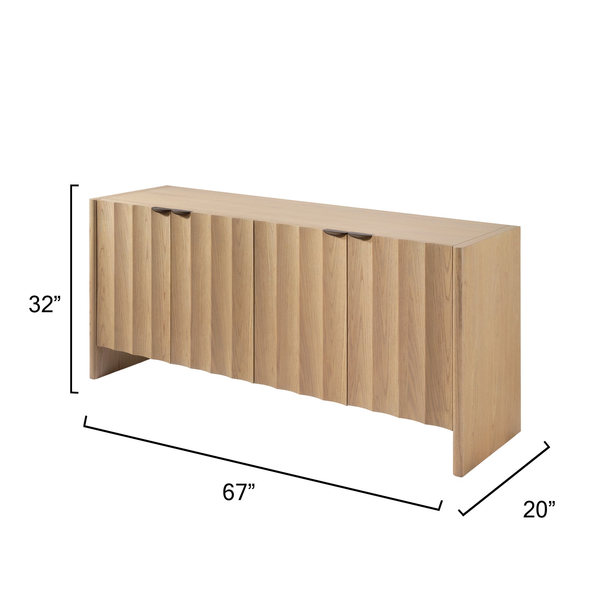 Jamie Young Finley Pale Oak Fluted Four Door Credenza