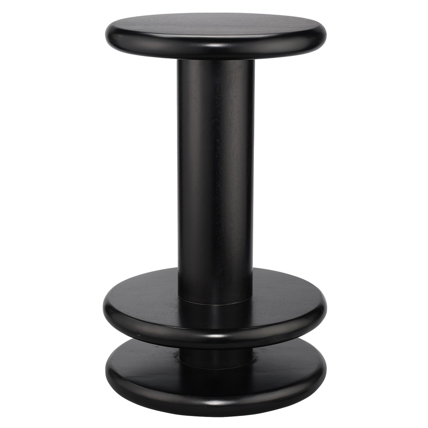 Jamie Young Rye Black Mango Wood Counter Stool in Black Mango Wood, full front view