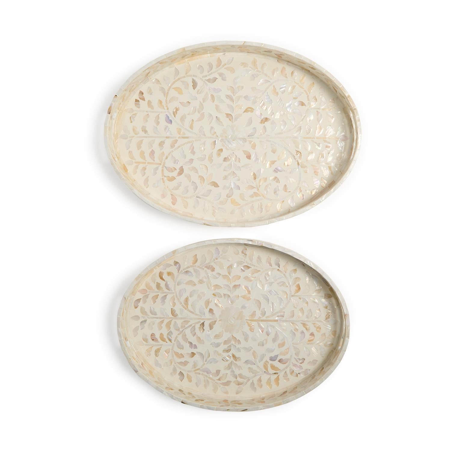Opalescent, Mother of Pearl Oval Tray Set of 2