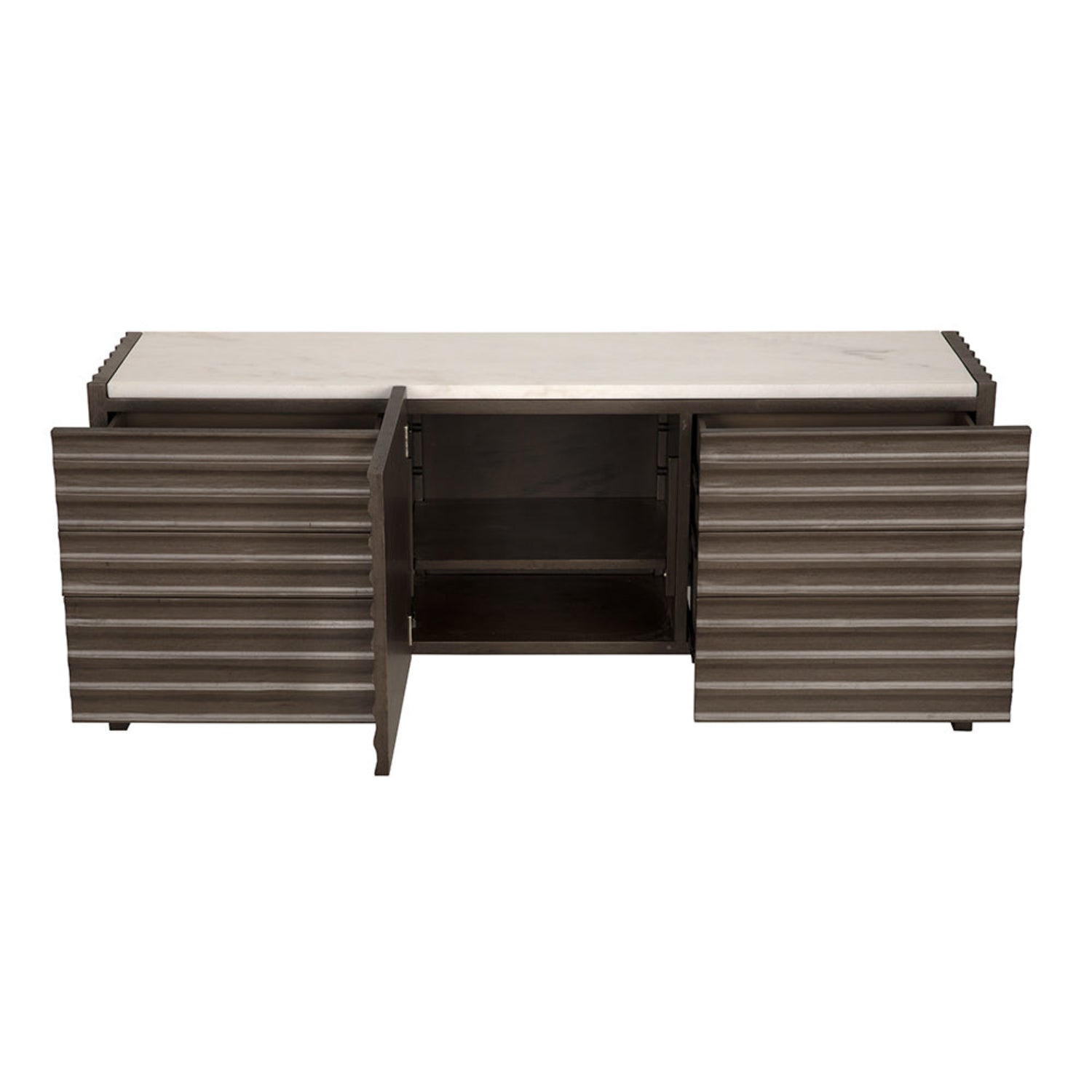 Noir Gauss Greige Walnut Sideboard with Marble Top measuring 72 in. wide