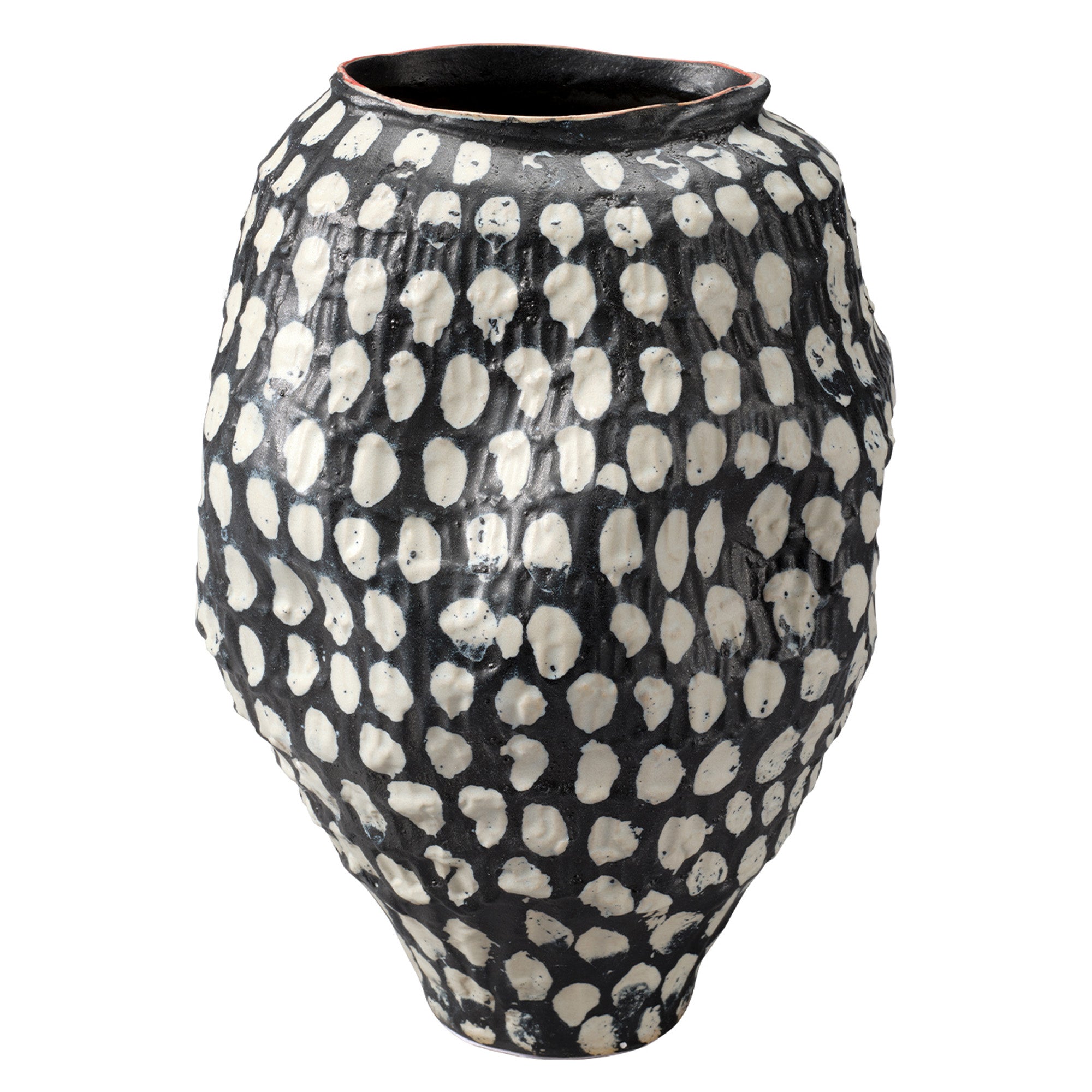 Jamie Young Pinpoint Polka Dot Black and White Ceramic Vase