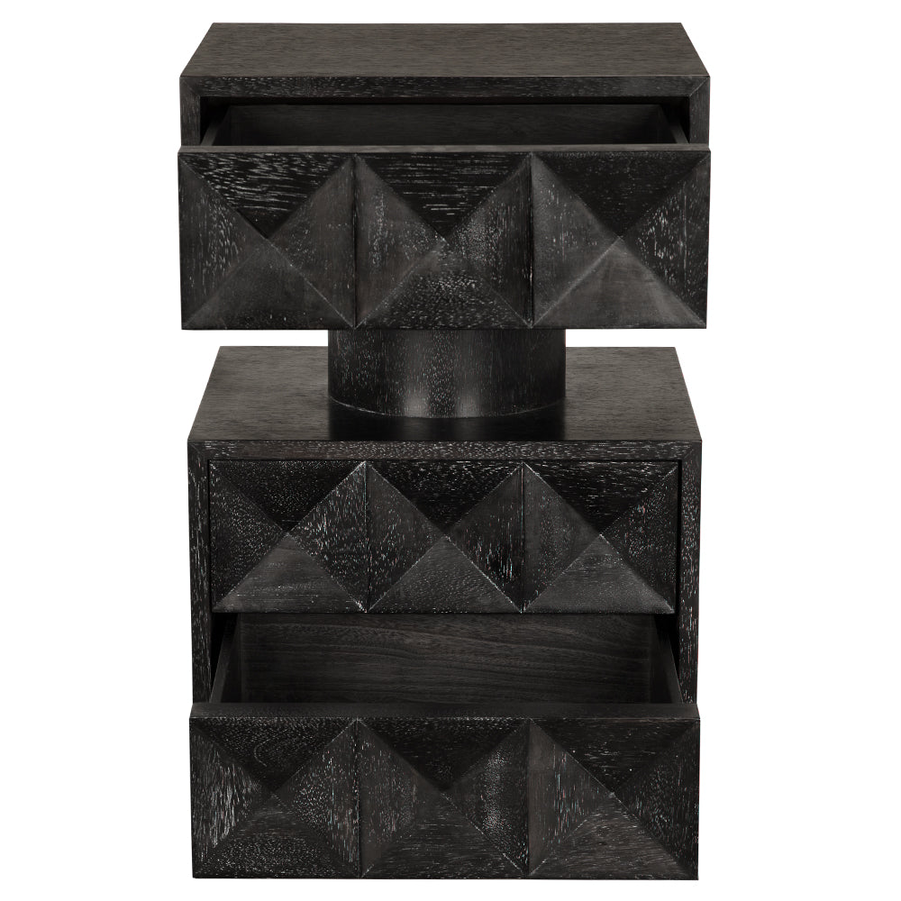 Noir Kingston Side Table, cylindrical center detail