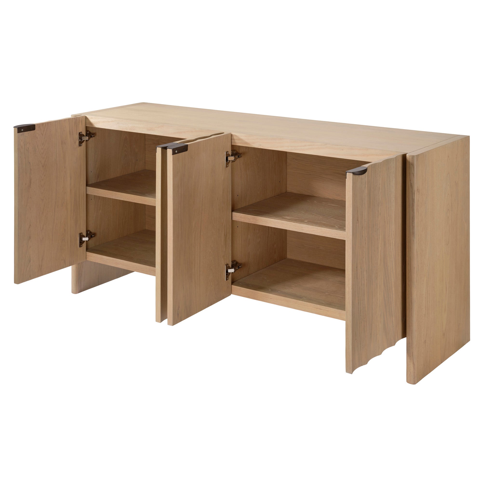 Jamie Young Finley Pale Oak Fluted Four Door Credenza
