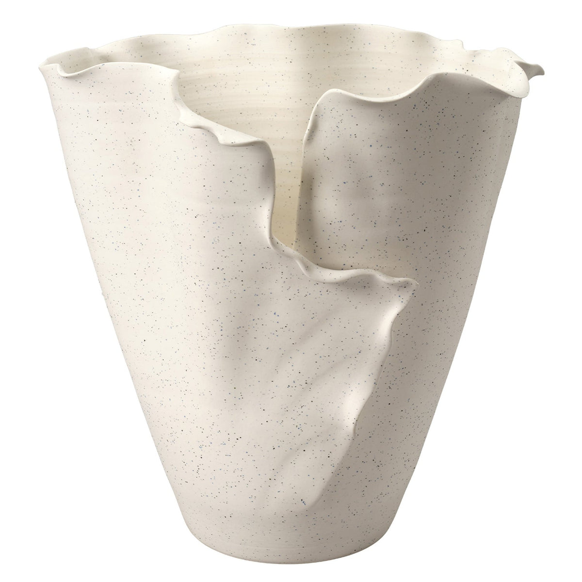 Jamie Young Flounce White Porcelain Vase in White Porcelain, full front view