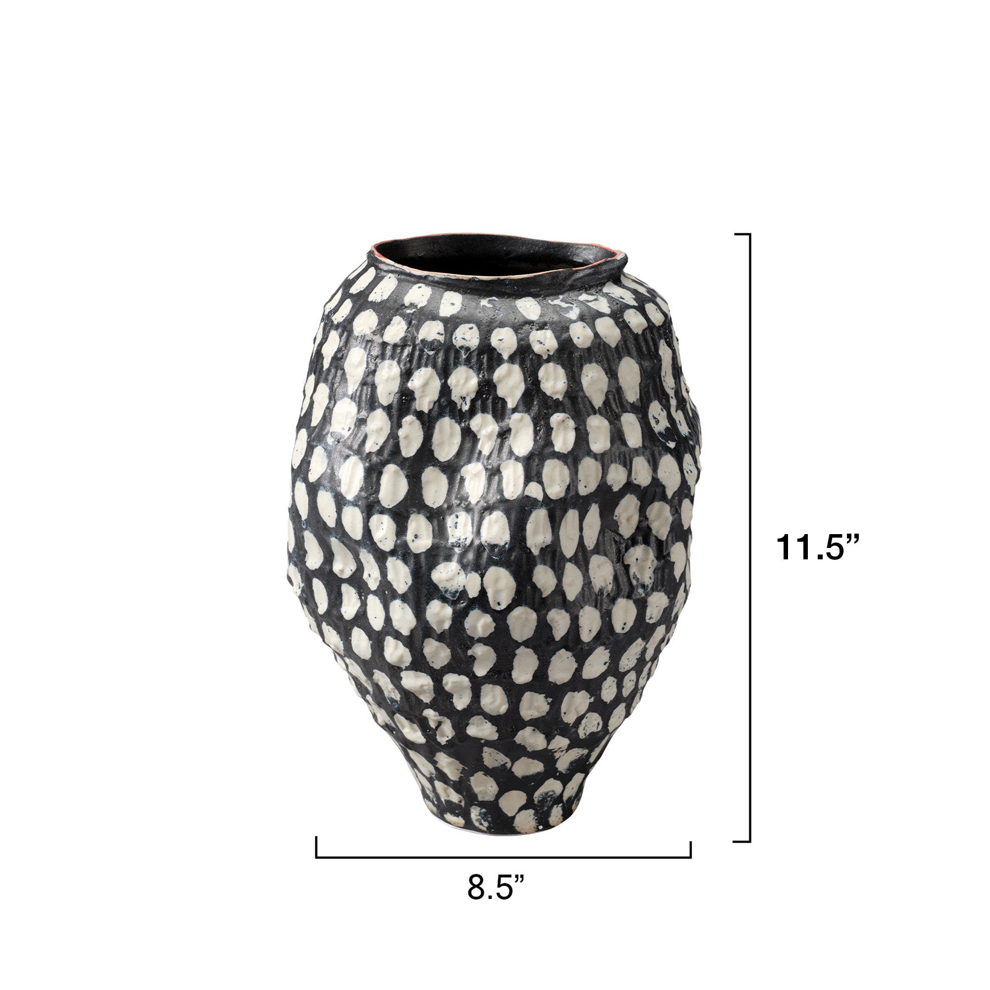 Jamie Young Pinpoint Polka Dot Black and White Ceramic Vase