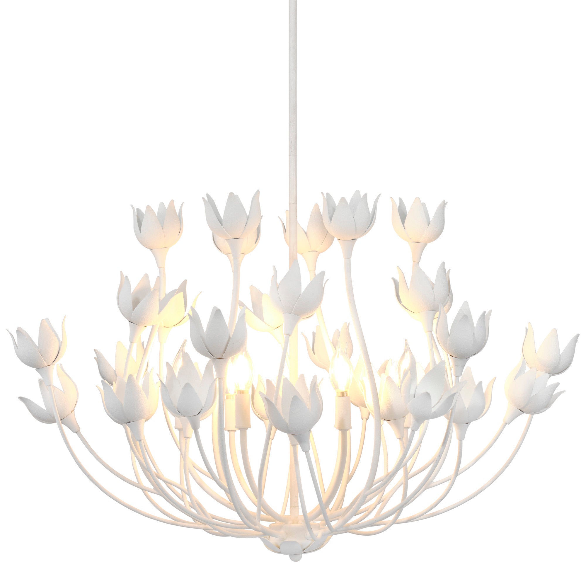 Jamie Young Dogwood Textured White Plaster 6-Light Chandelier