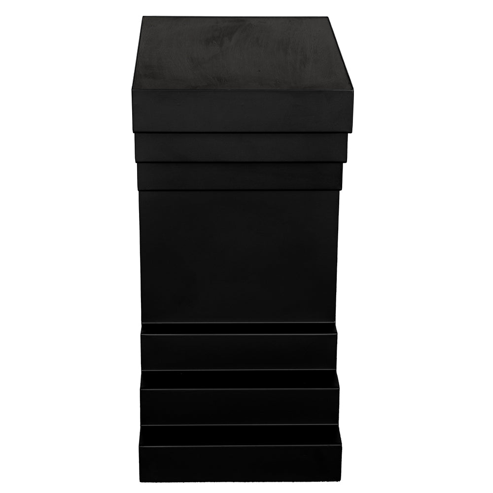 Noir Melbourne Side Table, iron and walnut construction