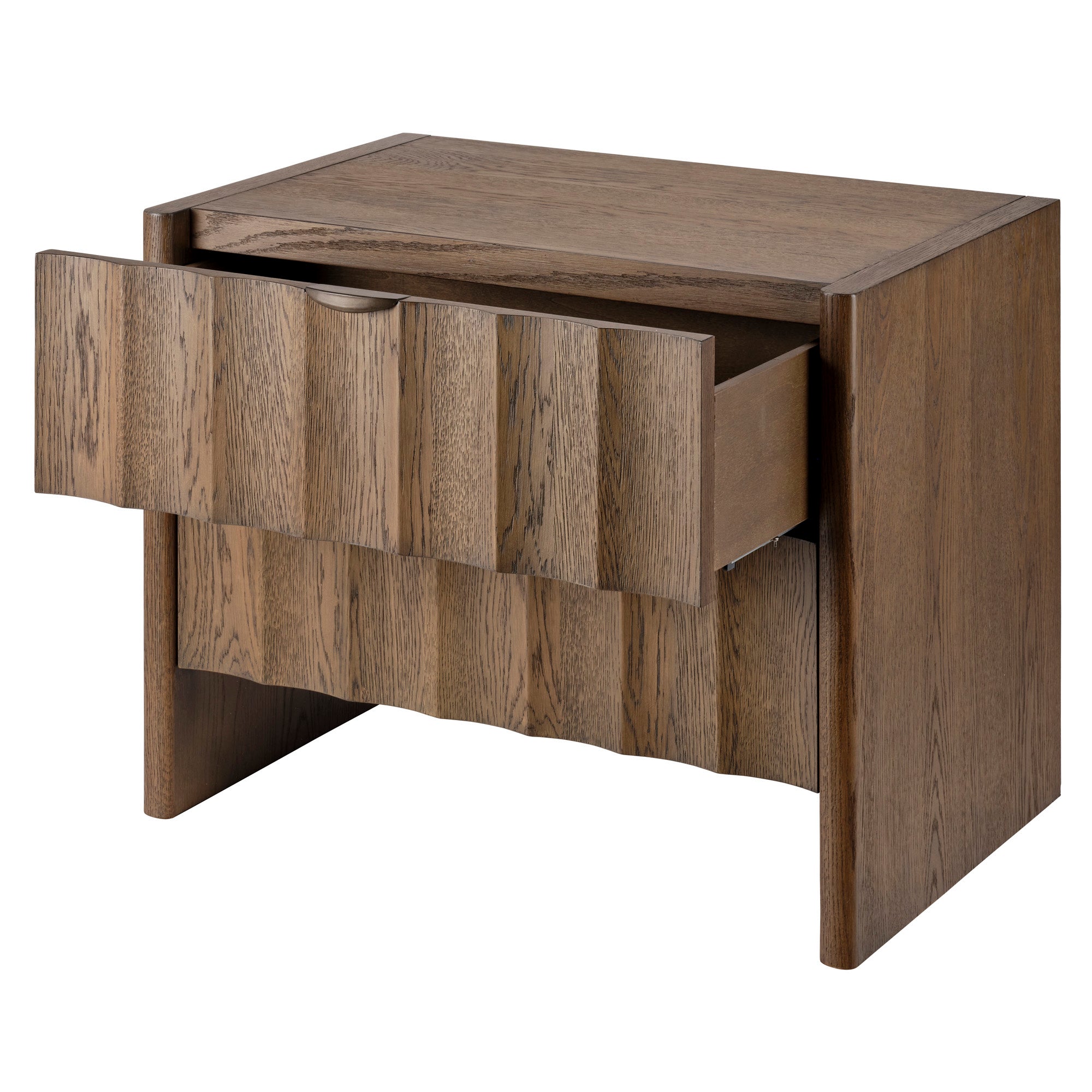 Jamie Young Finley Brown Sugar Oak Large Fluted Nightstand