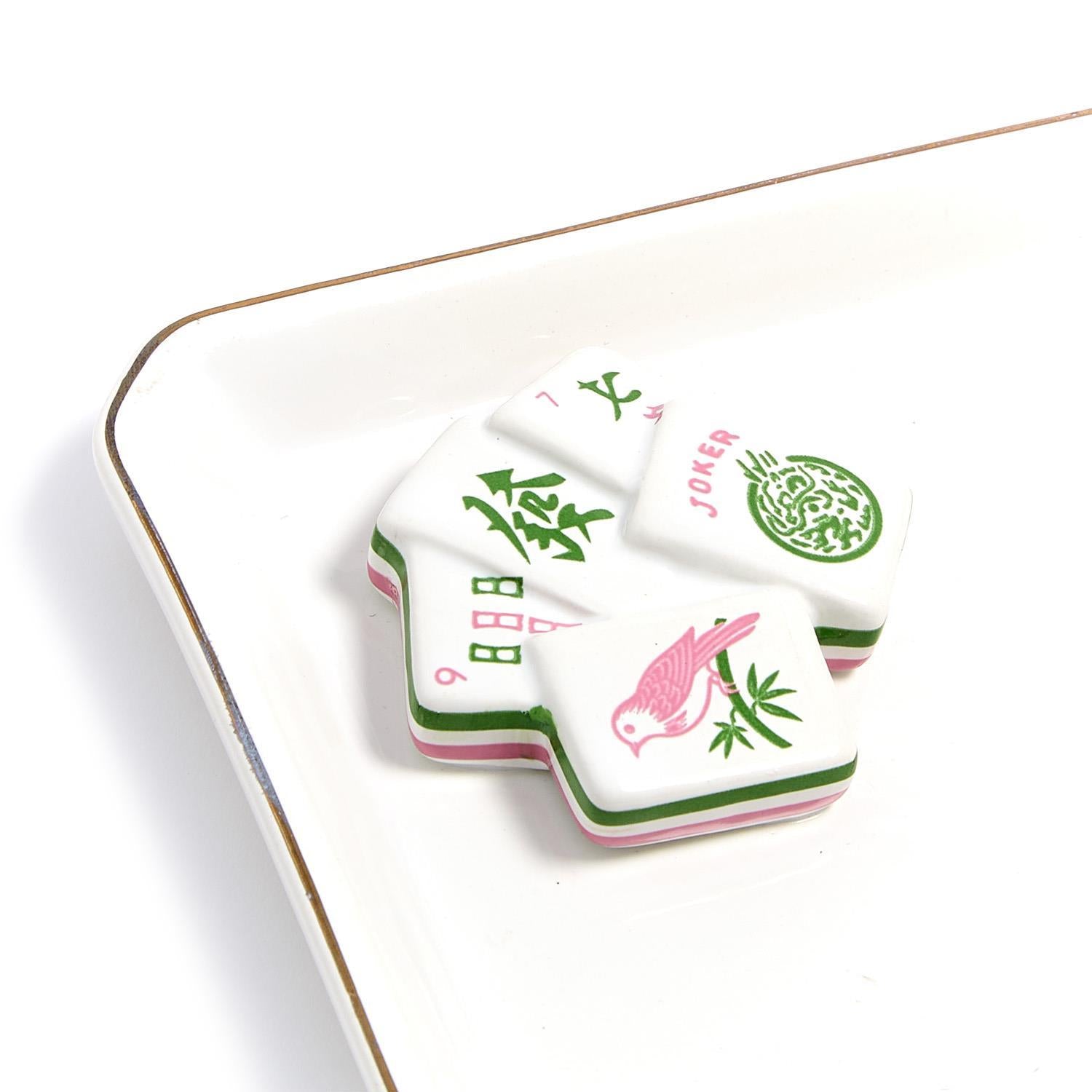 Mahjong Iconic Trinket / Desk Tray with Saying in Gift Box