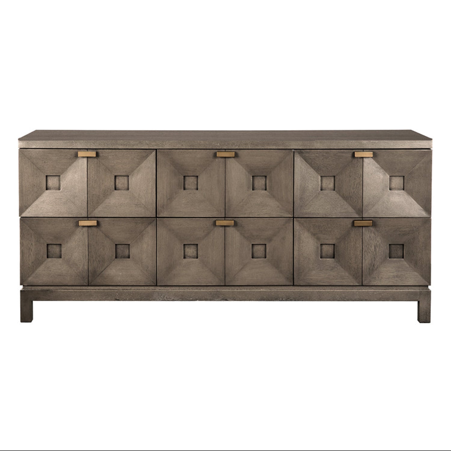 Noir Musashi Greige Walnut 6 Drawer in Greige Walnut, Brass finish
