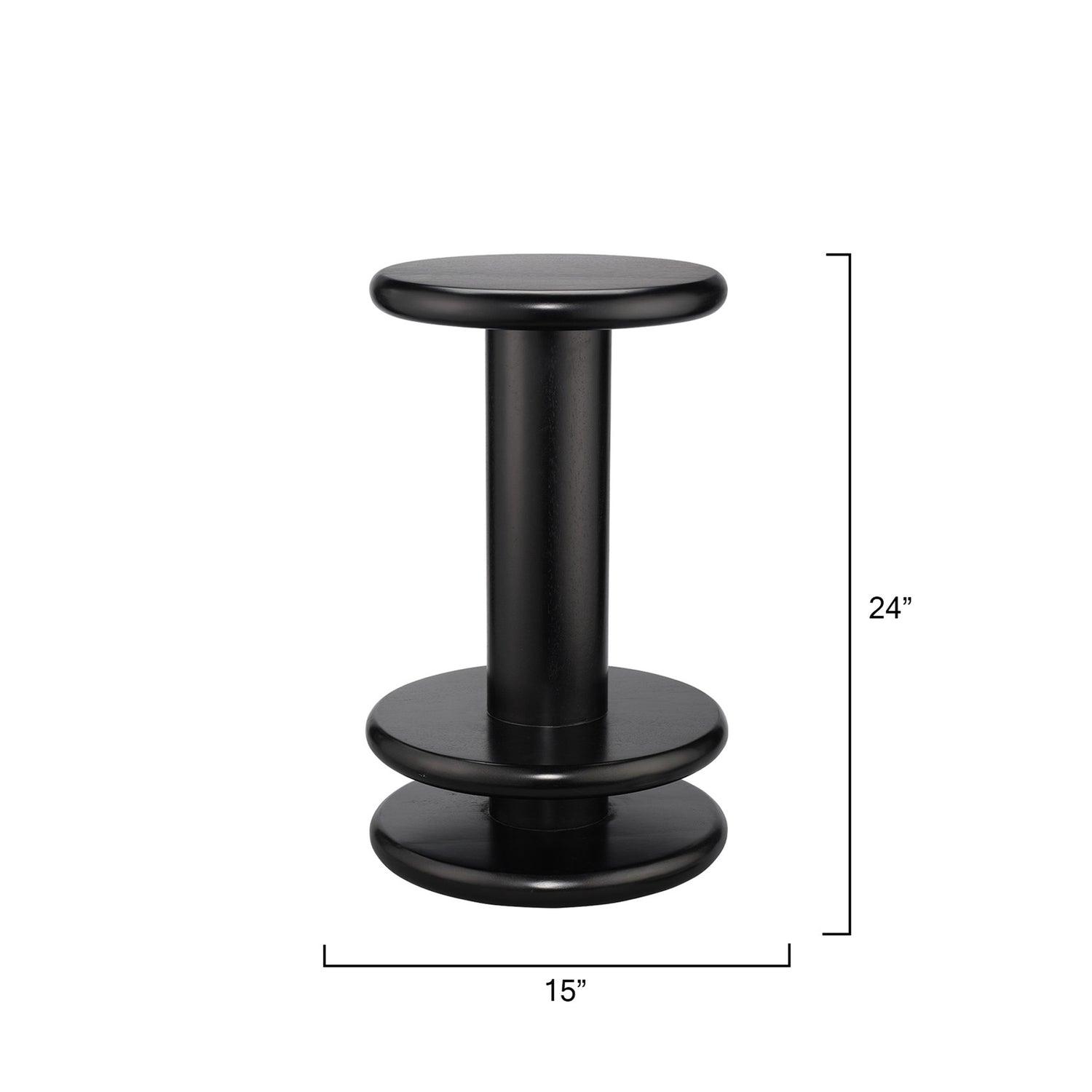 Jamie Young Rye Black Mango Wood Counter Stool mango wood grain and Satin Black finish detail