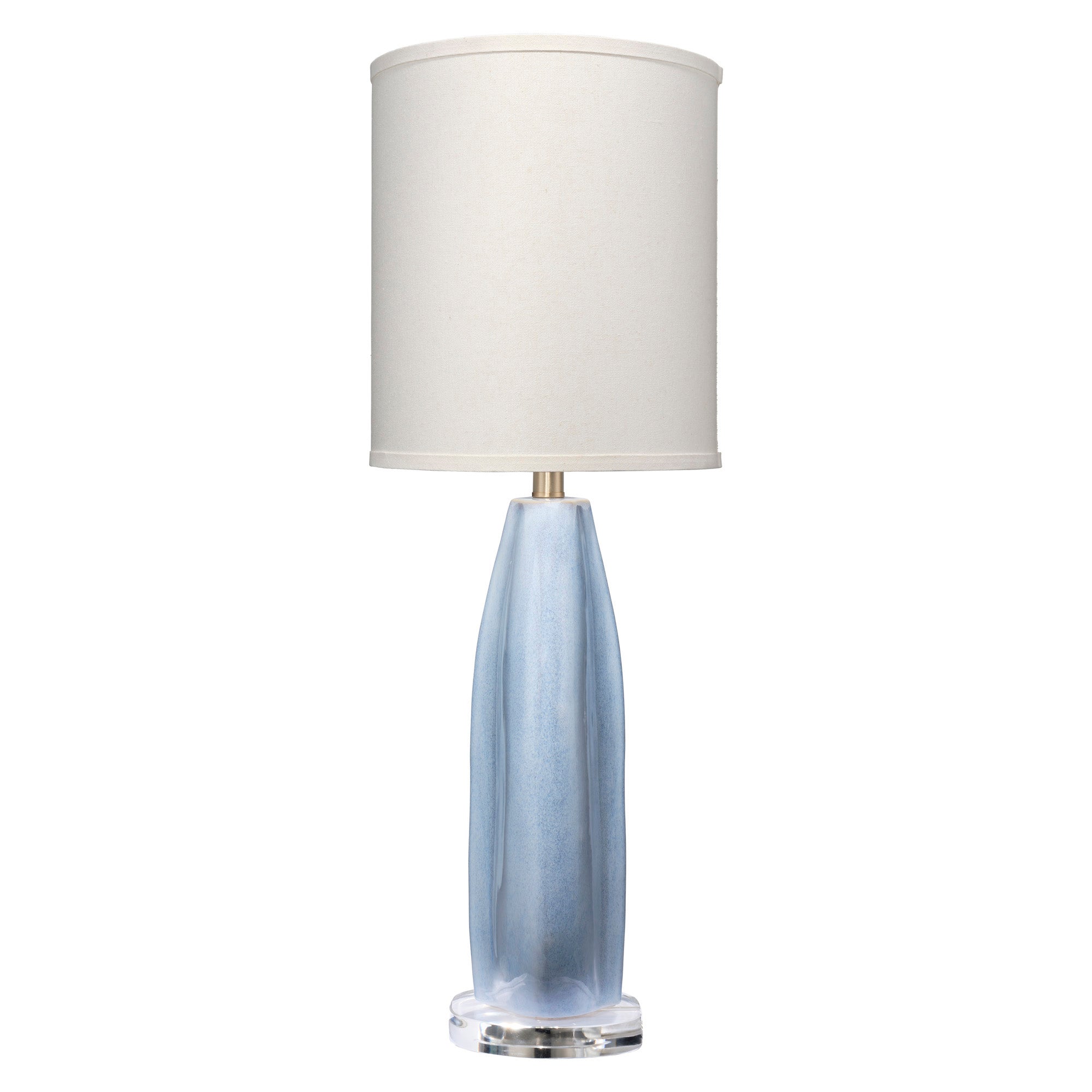 Jamie Young Coin Ceramic Cornflower Blue Table Lamp with Linen Shade