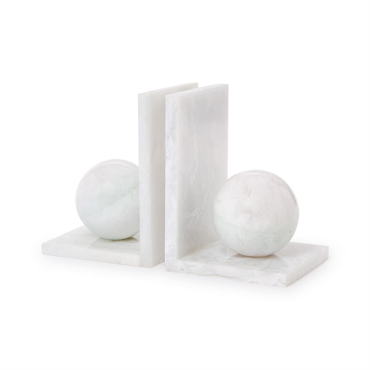 White Marblized Bookend Set of 2