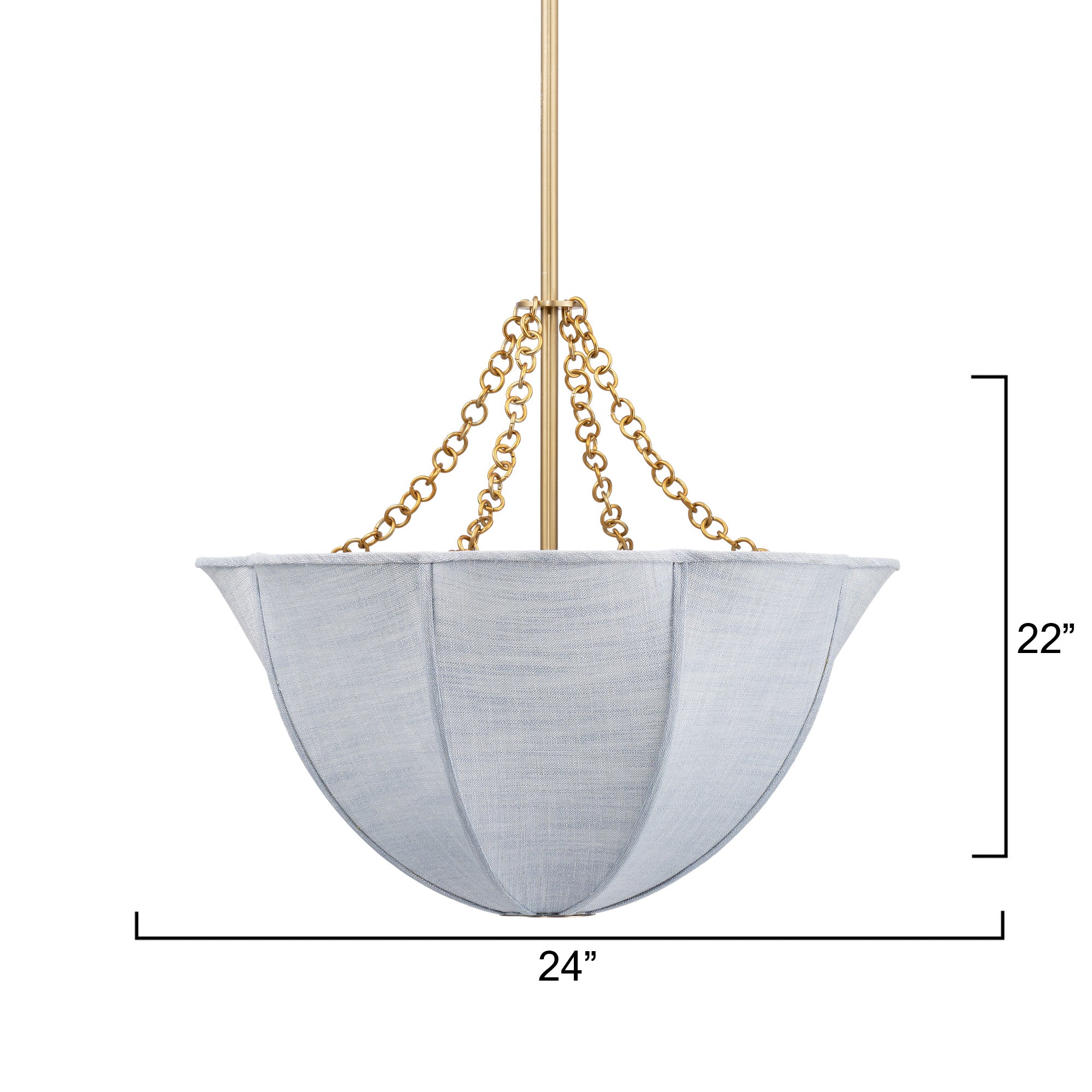Jamie Young Aire Pale Blue Linen 4-Light Small Chandelier