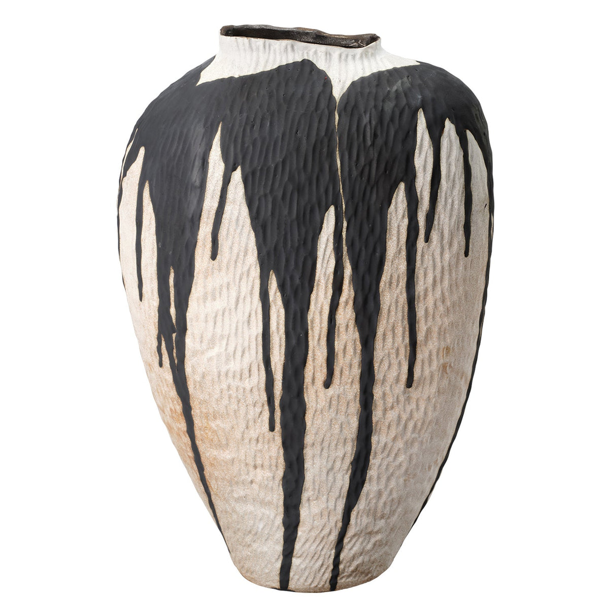 Jamie Young Zelda Black and White Ceramic Vase in Black Ceramic, full front view