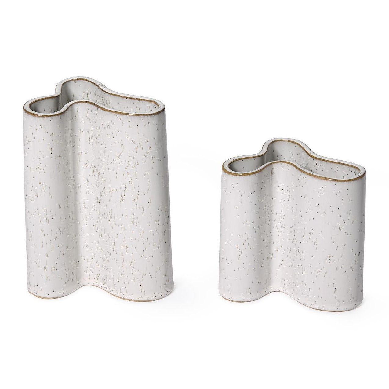 Freeform Vase with Reactive Glaze Set of 2